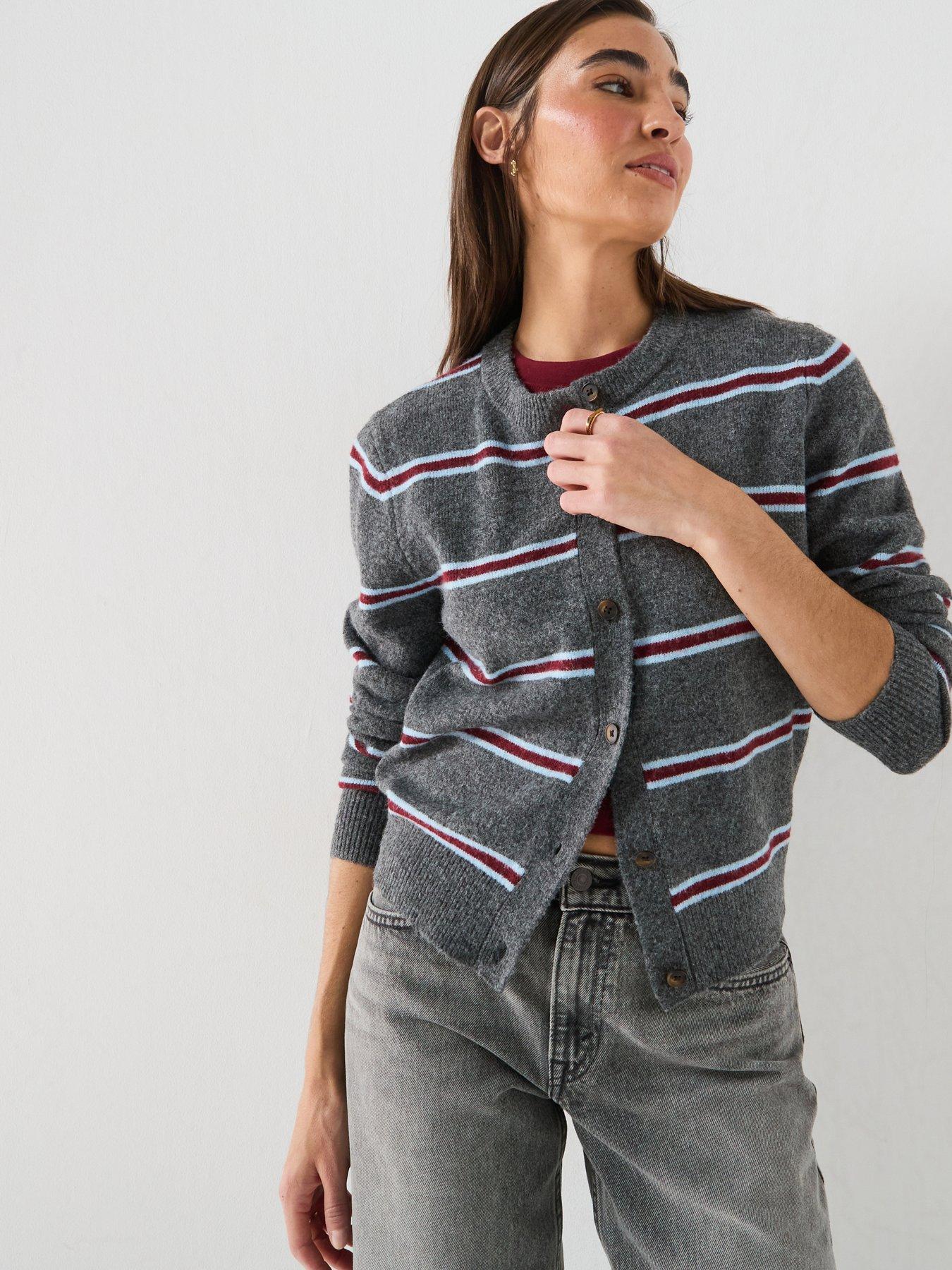 Image 1 of 6 of Levi's Claire Stripe Long Sleeve Knitted Cardigan - &nbsp;Blue