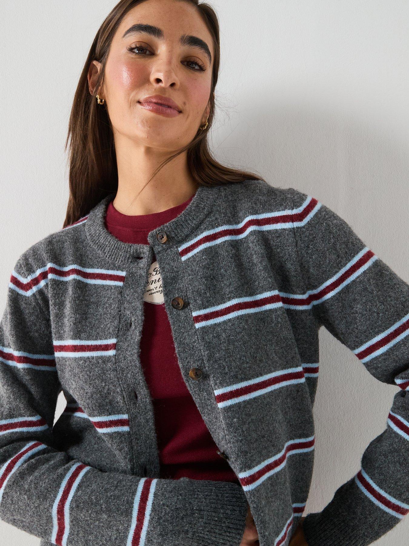 Image 4 of 6 of Levi's Claire Stripe Long Sleeve Knitted Cardigan - &nbsp;Blue