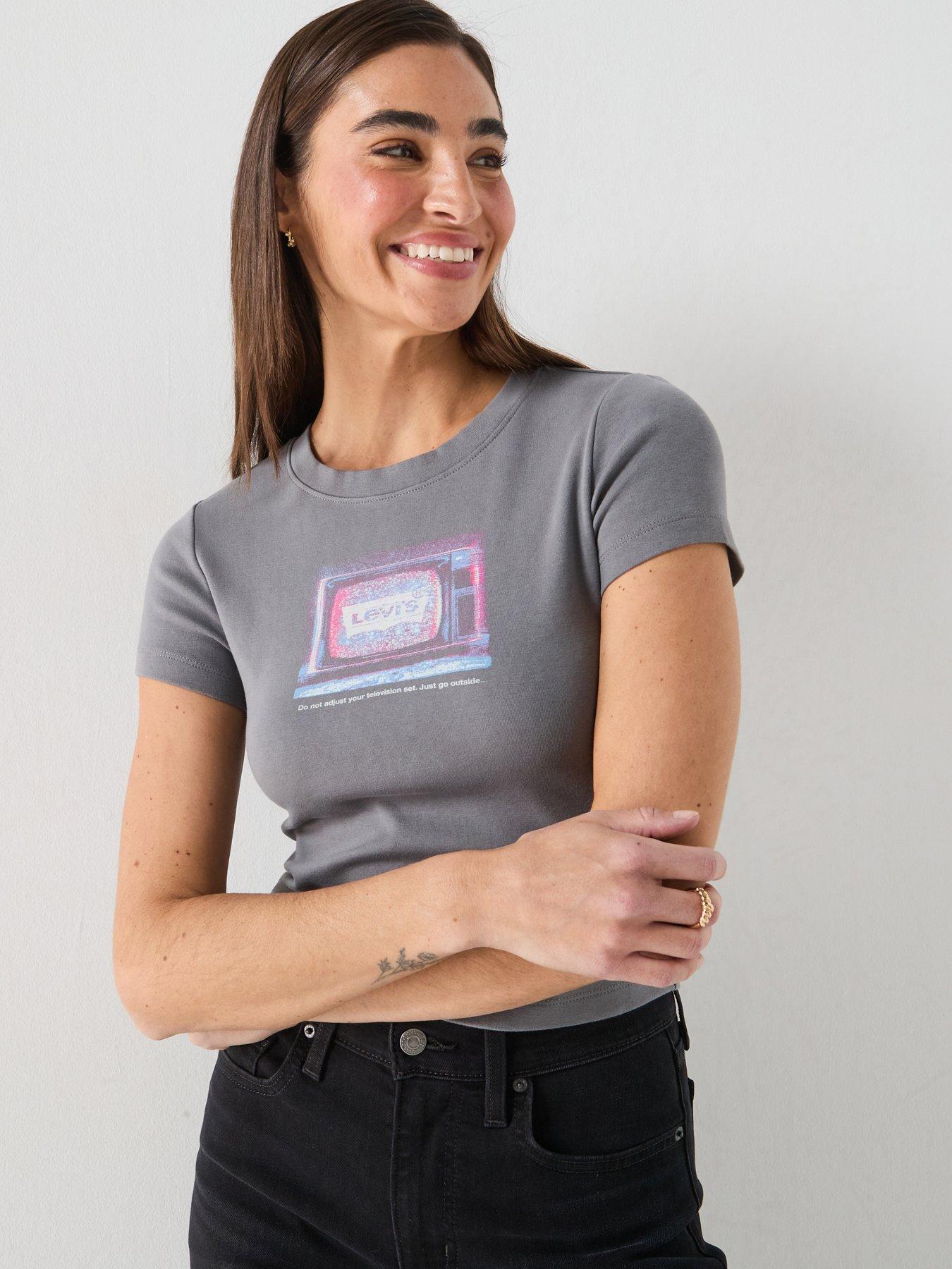 Image 1 of 6 of Levi's Womens Logo Print Crew Neck T-Shirts - Blue