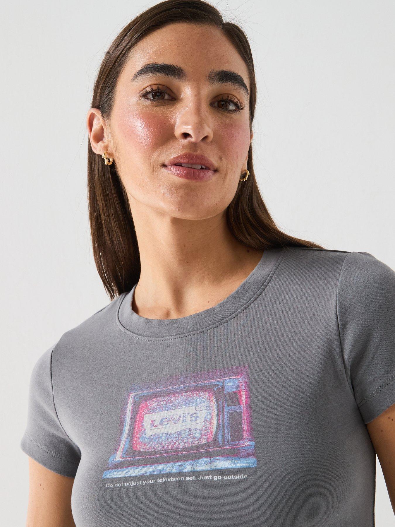 Image 4 of 6 of Levi's Womens Logo Print Crew Neck T-Shirts - Blue