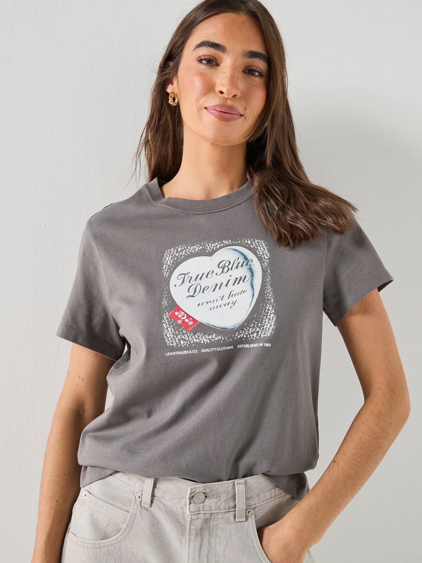 Levi's Heart Print Favorite T-Shirt - Smoked Pearl - Grey