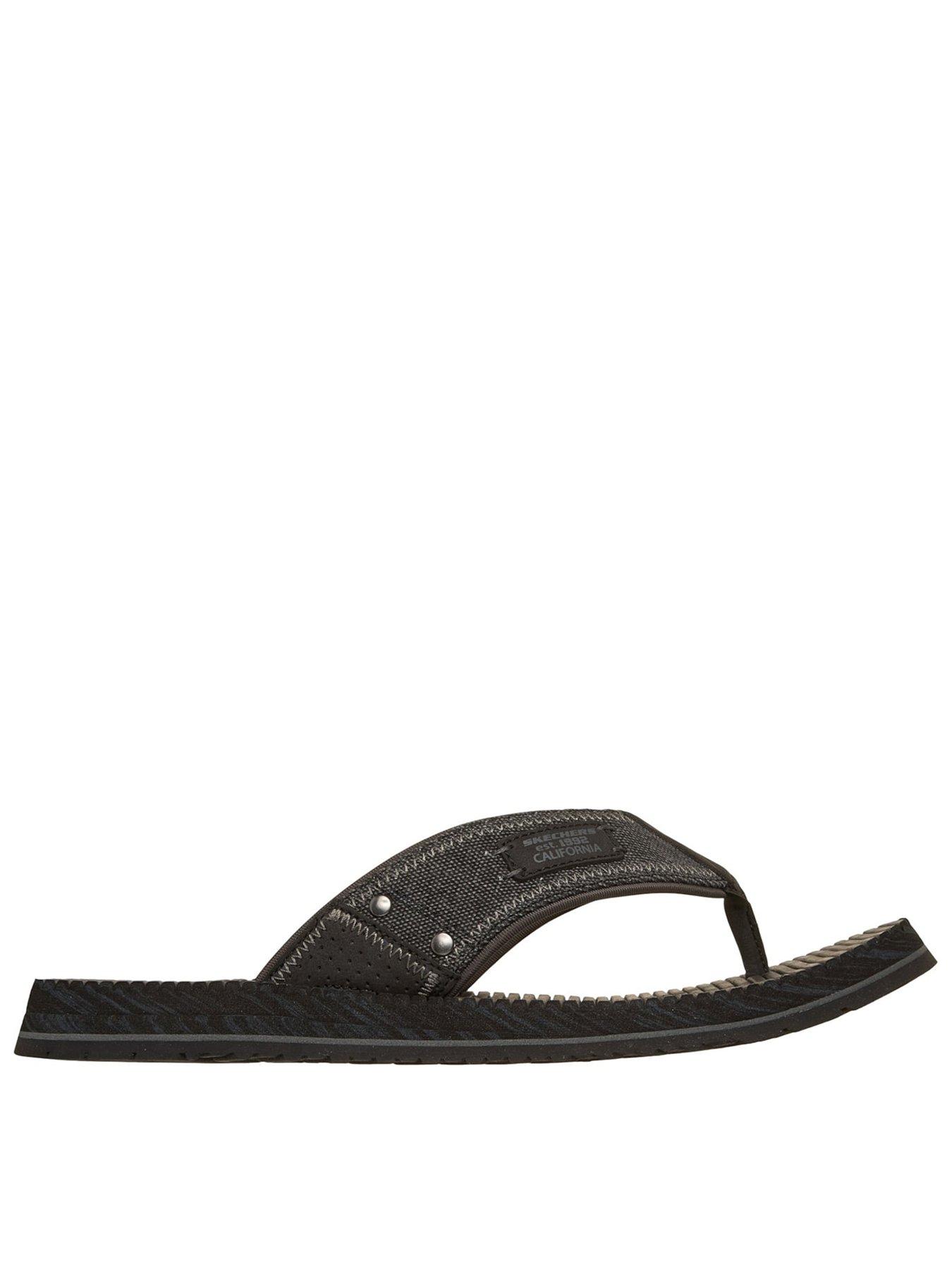 front image of skechers-quill-flip-flop-black