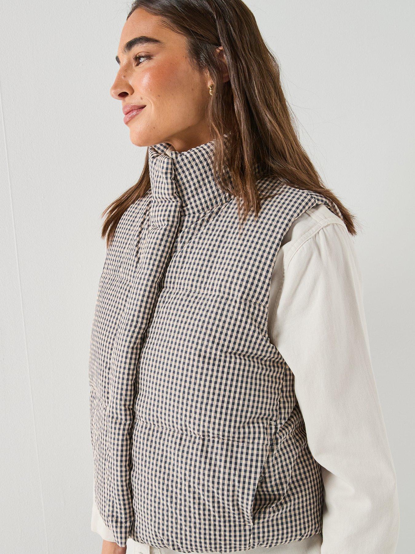 Image 5 of 6 of Levi's Tate Bubble Checked Puffer Vest Gilet - Grey
