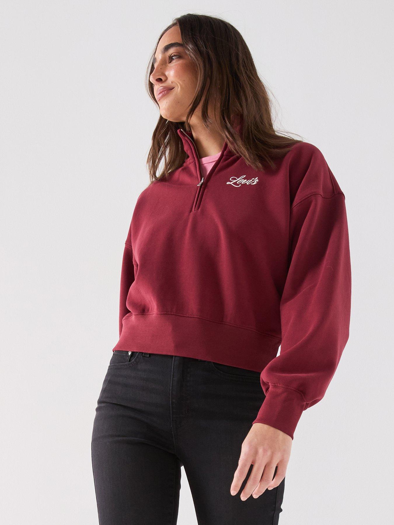 Levi's Women's Vintage 80s Graphic Quarter Zip Sweatshirt - Burgundy