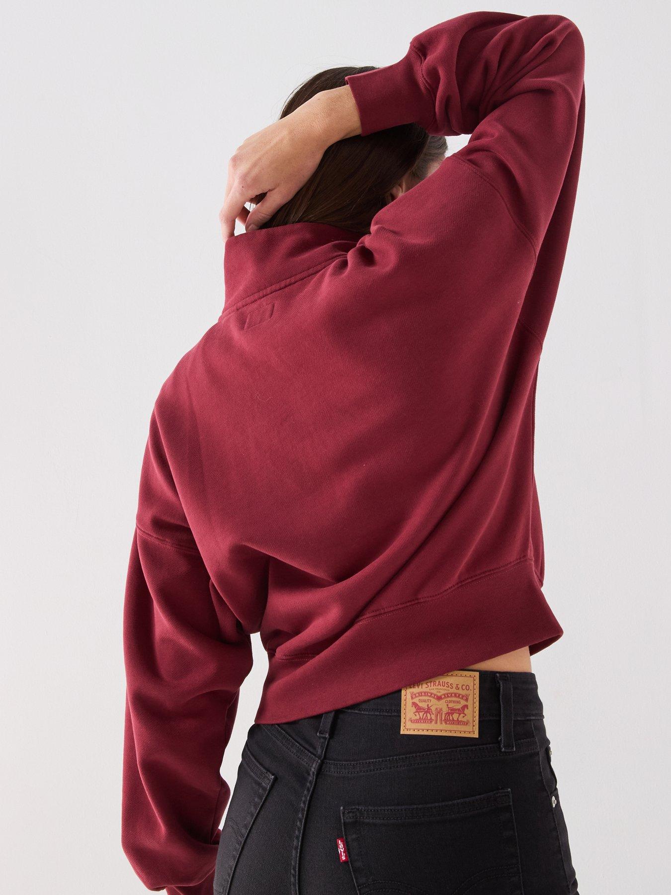 Image 2 of 6 of Levi's Women's Vintage 80s Graphic Quarter Zip Sweatshirt - Burgundy