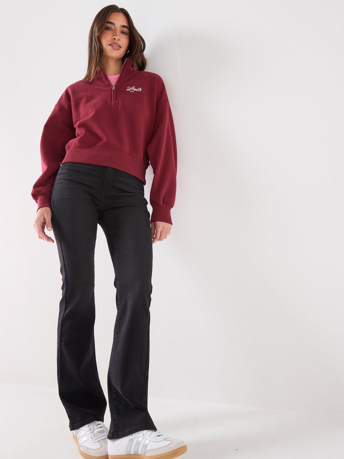 Image 3 of 6 of Levi's Women's Vintage 80s Graphic Quarter Zip Sweatshirt - Burgundy