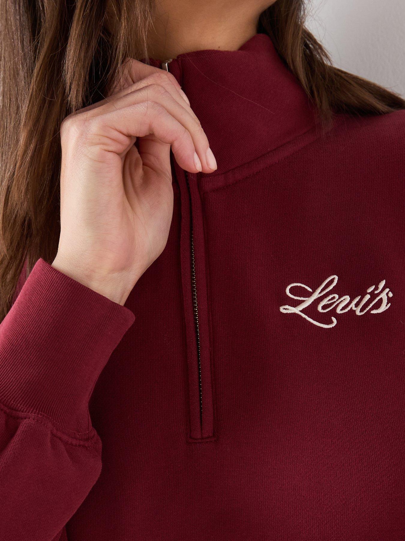 Image 4 of 6 of Levi's Women's Vintage 80s Graphic Quarter Zip Sweatshirt - Burgundy