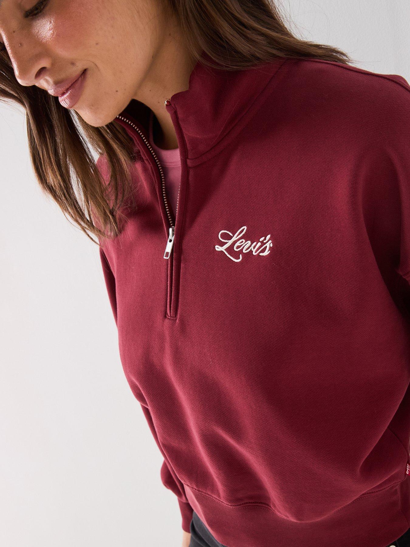 Image 5 of 6 of Levi's Women's Vintage 80s Graphic Quarter Zip Sweatshirt - Burgundy