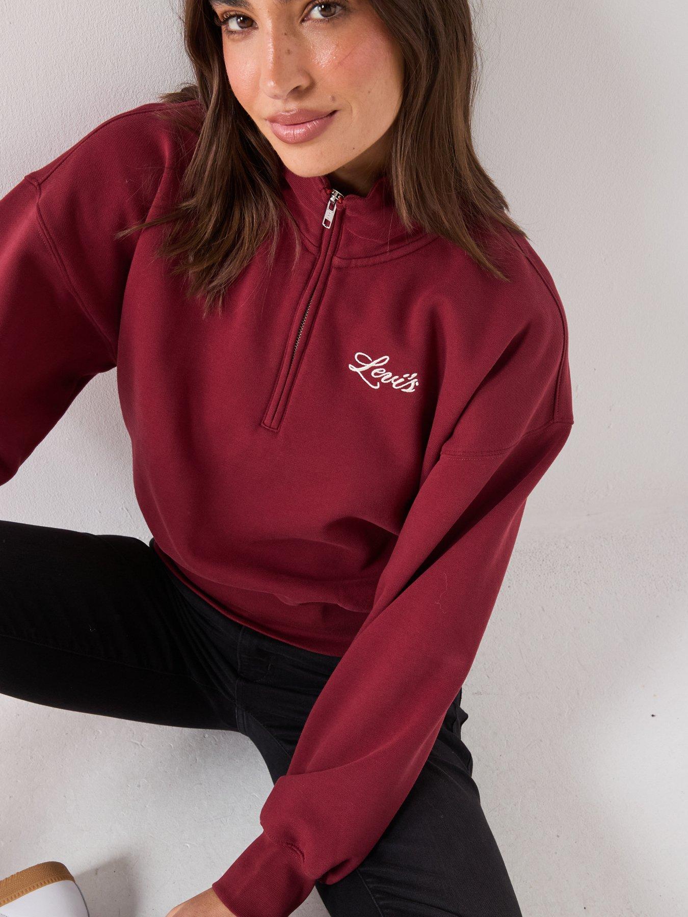 Image 6 of 6 of Levi's Women's Vintage 80s Graphic Quarter Zip Sweatshirt - Burgundy