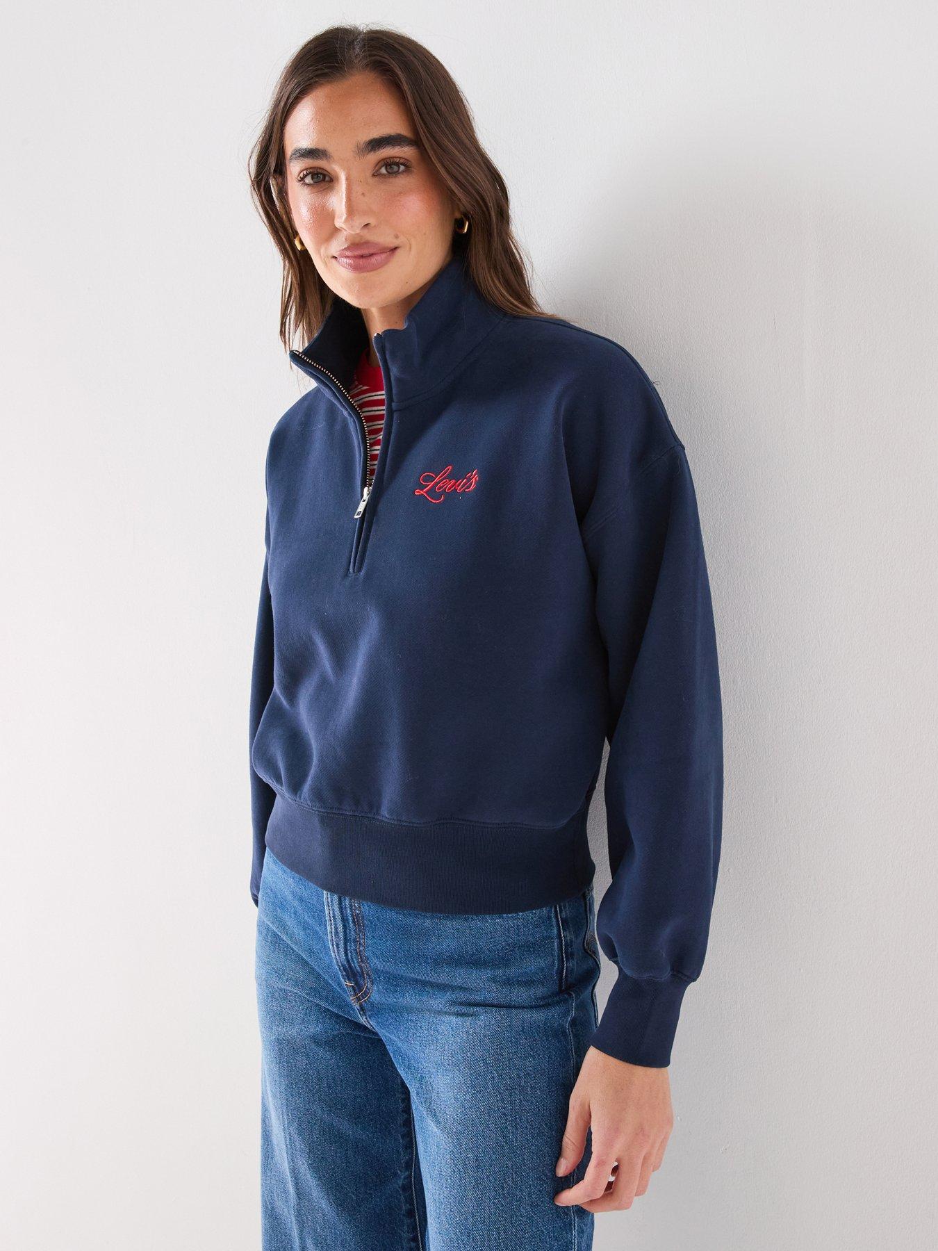 Levi's Women's Vintage Inspired Quarter Zip Sweatshirt - Blue