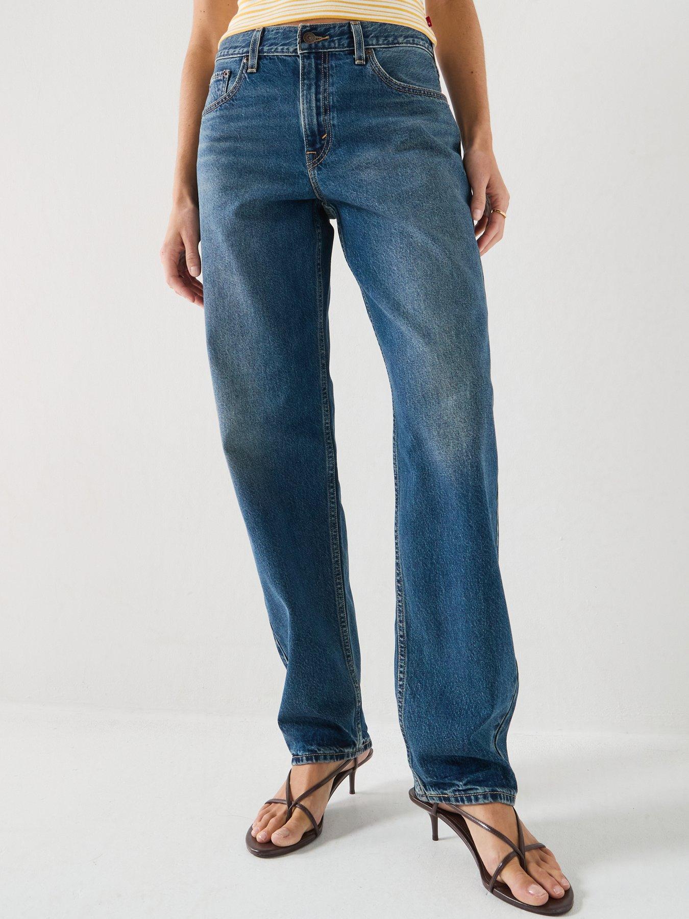 Levi's Women's Loose Taper Mid Rise 100% Cotton Denim Jeans with Adjustable Waist - Blue