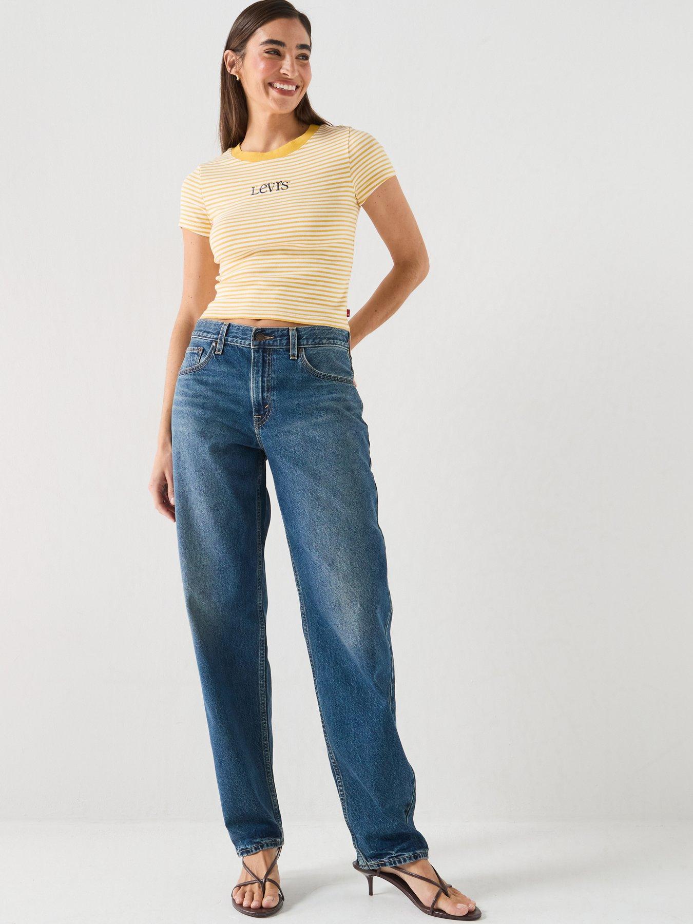Image 3 of 6 of Levi's Women's Loose Taper Mid Rise 100% Cotton Denim Jeans with Adjustable Waist - Blue