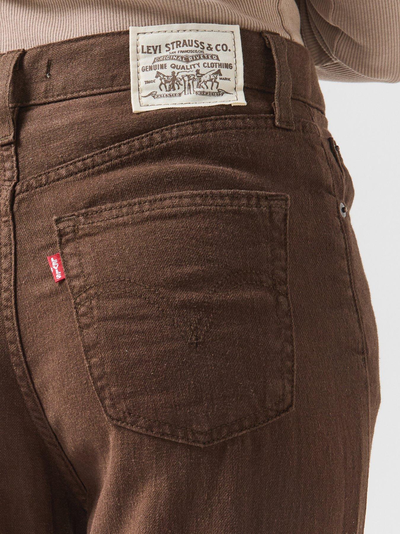 Image 4 of 6 of Levi's Womens Ribcage High Rise Wide Leg Jeans - Hot Fudge
