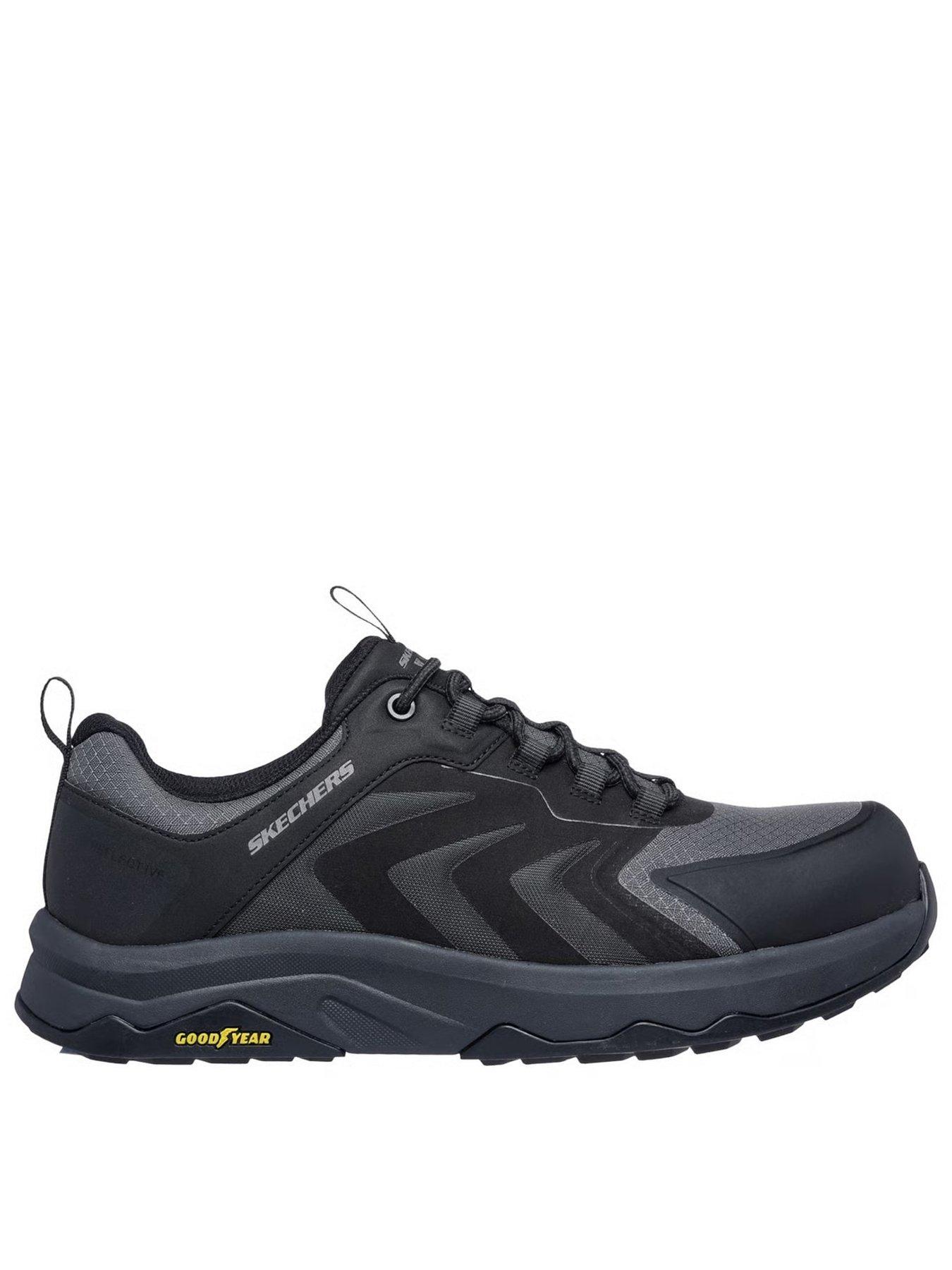 front image of skechers-speed-flex-trekker-trainer-black