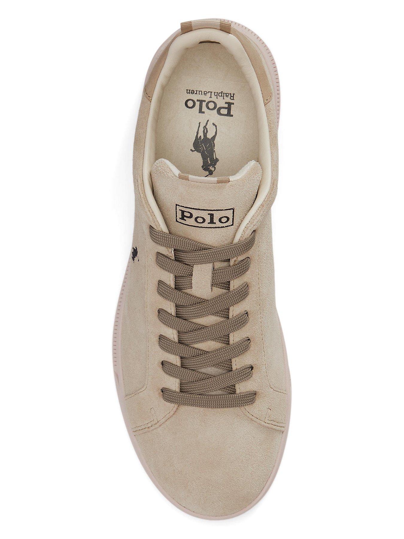 Image 4 of 4 of Polo Ralph Lauren Heritage Court Signature Suede Trainers - Tonal Milkshake