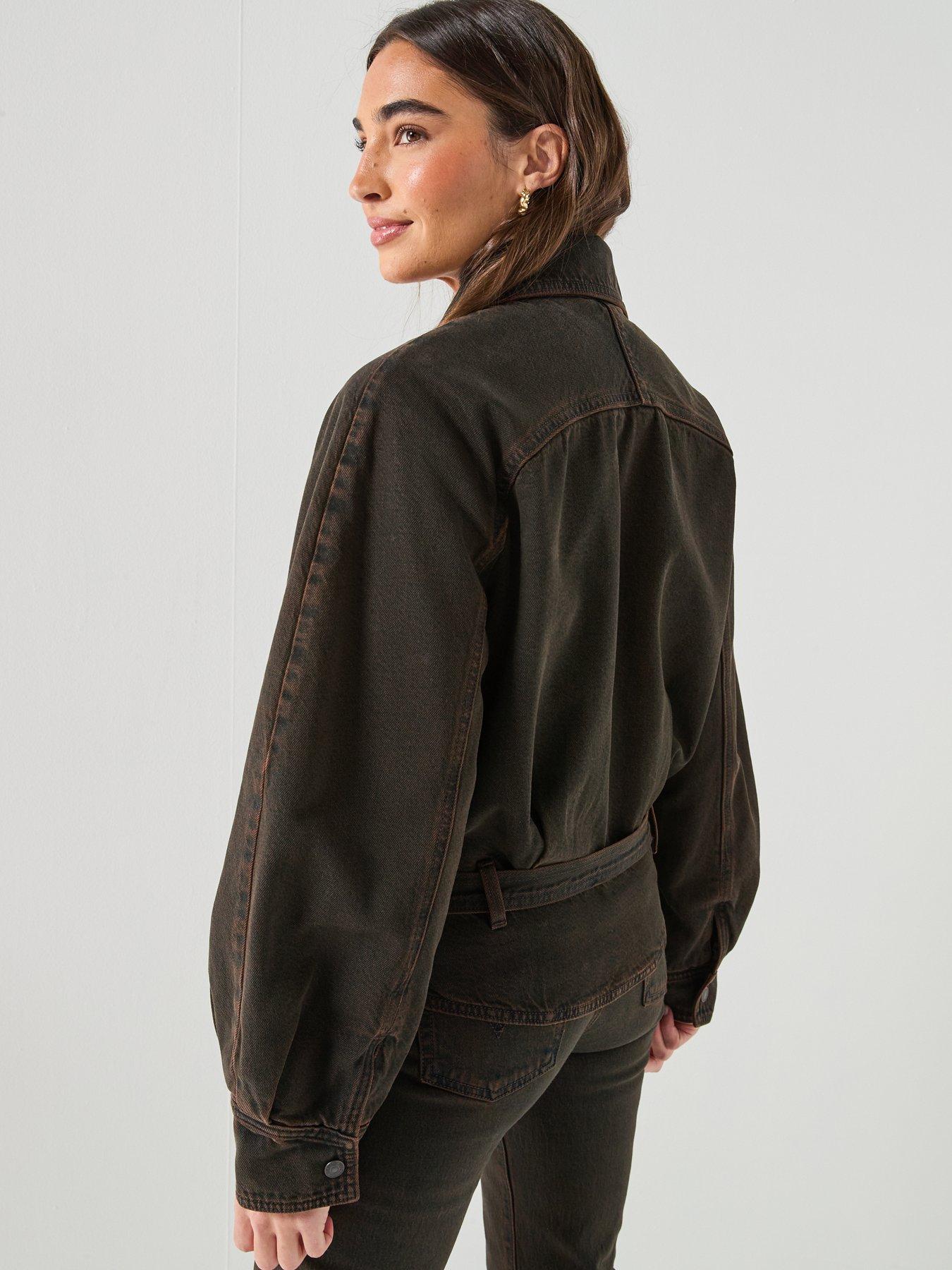 Image 2 of 6 of Levi's Washed Denim Belted 80s Bomber - Brown