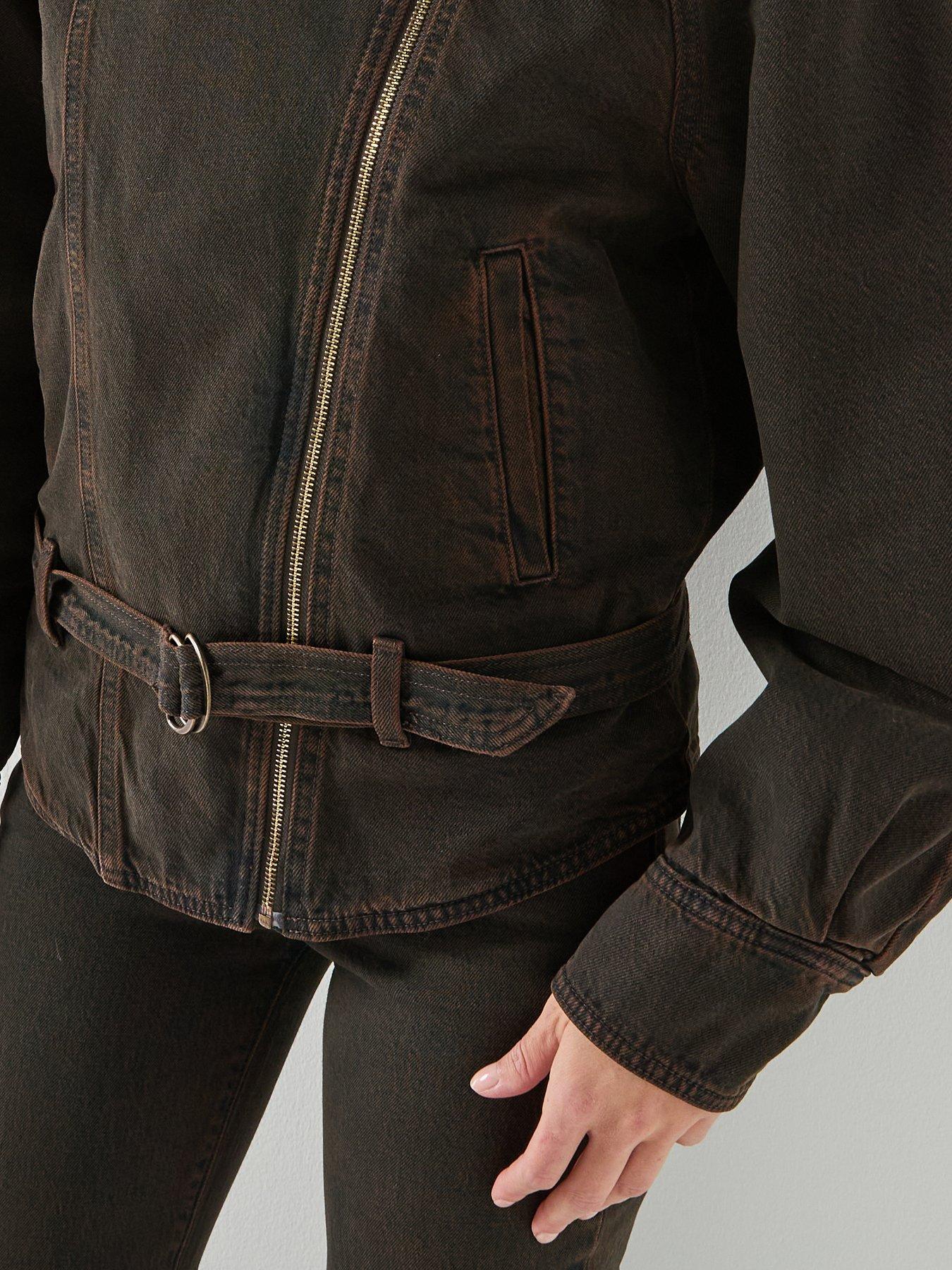 Image 4 of 6 of Levi's Washed Denim Belted 80s Bomber - Brown