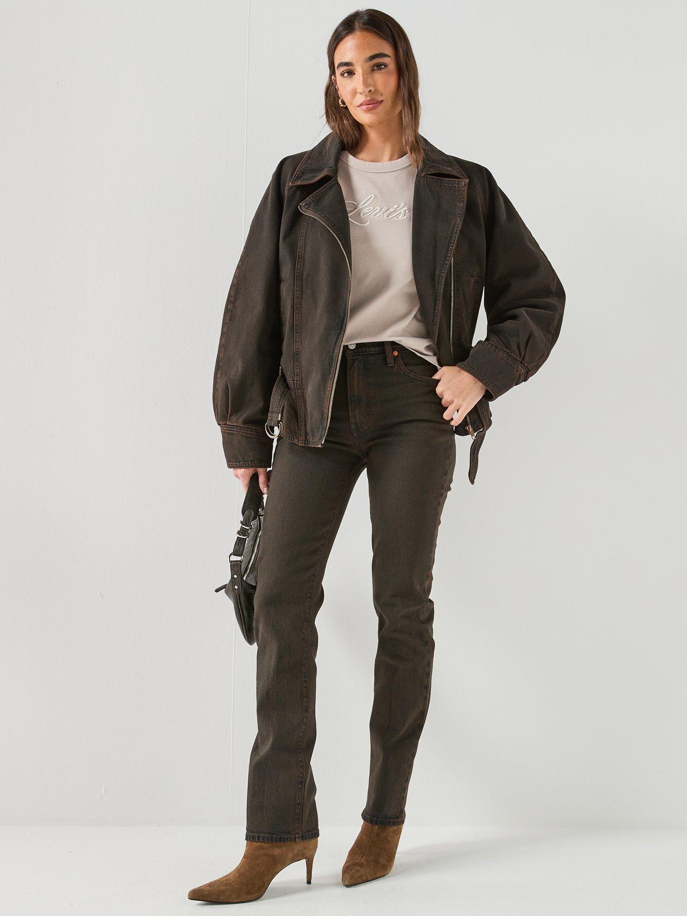 Image 5 of 6 of Levi's Washed Denim Belted 80s Bomber - Brown
