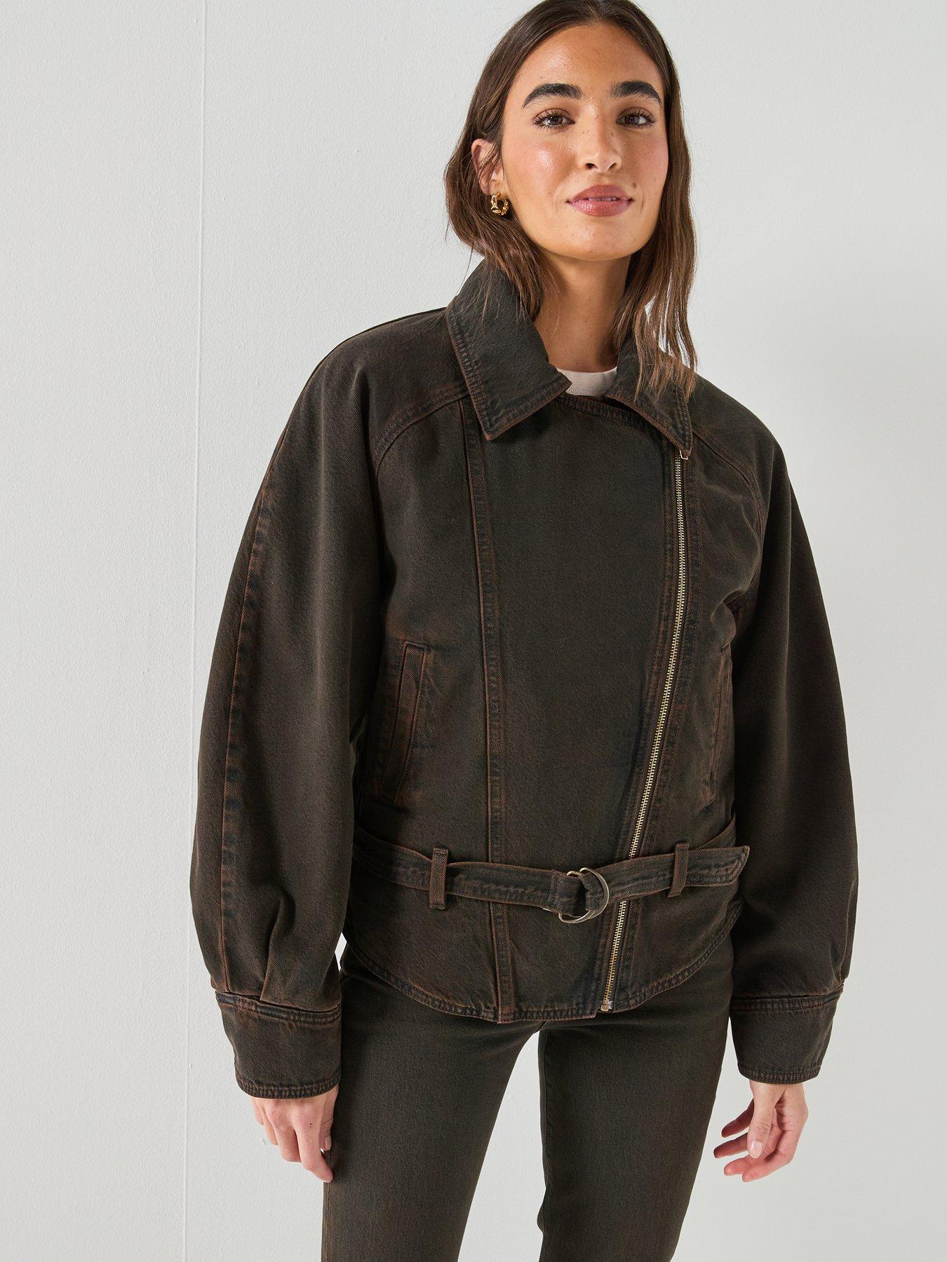 Image 6 of 6 of Levi's Washed Denim Belted 80s Bomber - Brown