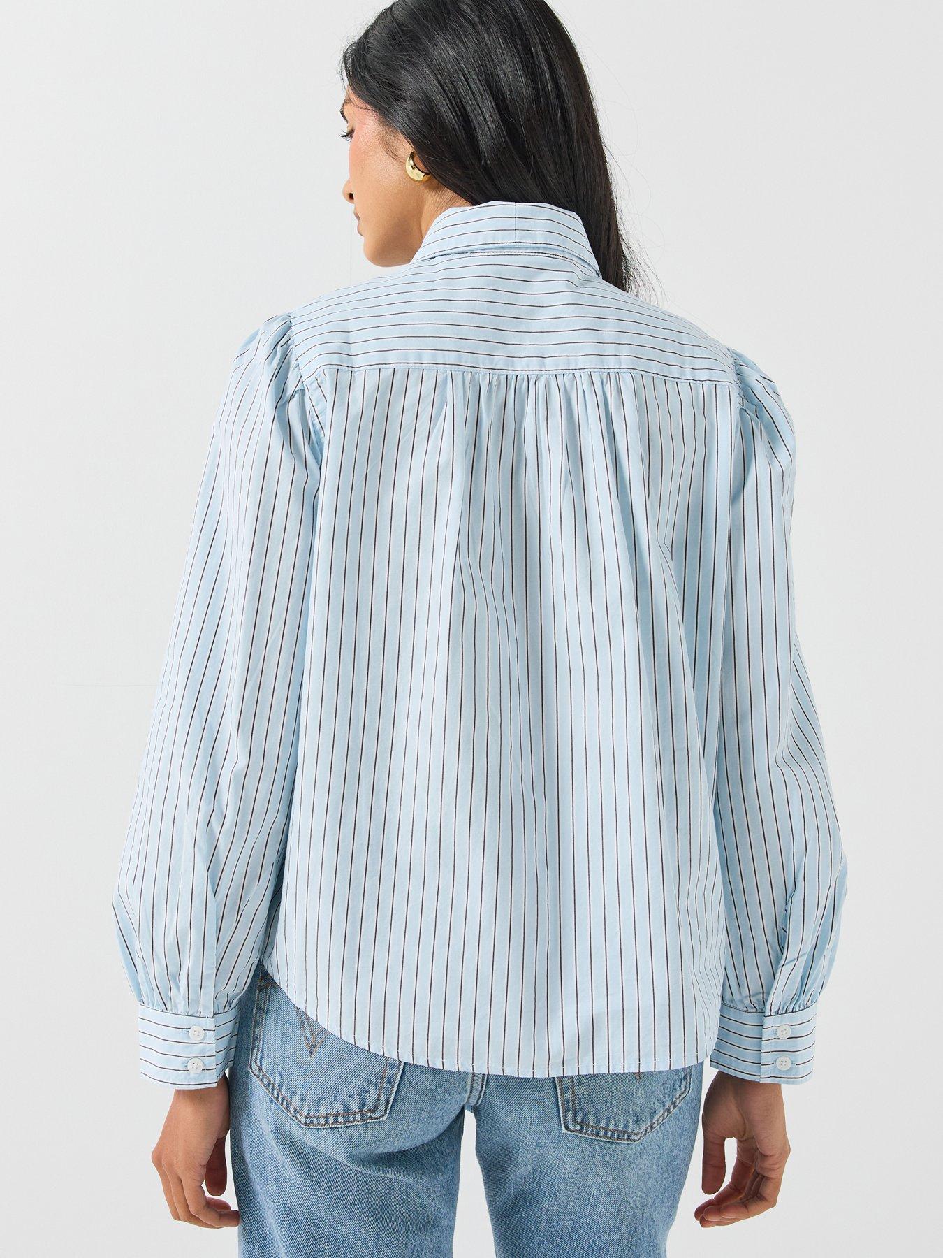 Image 2 of 6 of Levi's Womens Tie Neck Striped Western Shirt - Blue