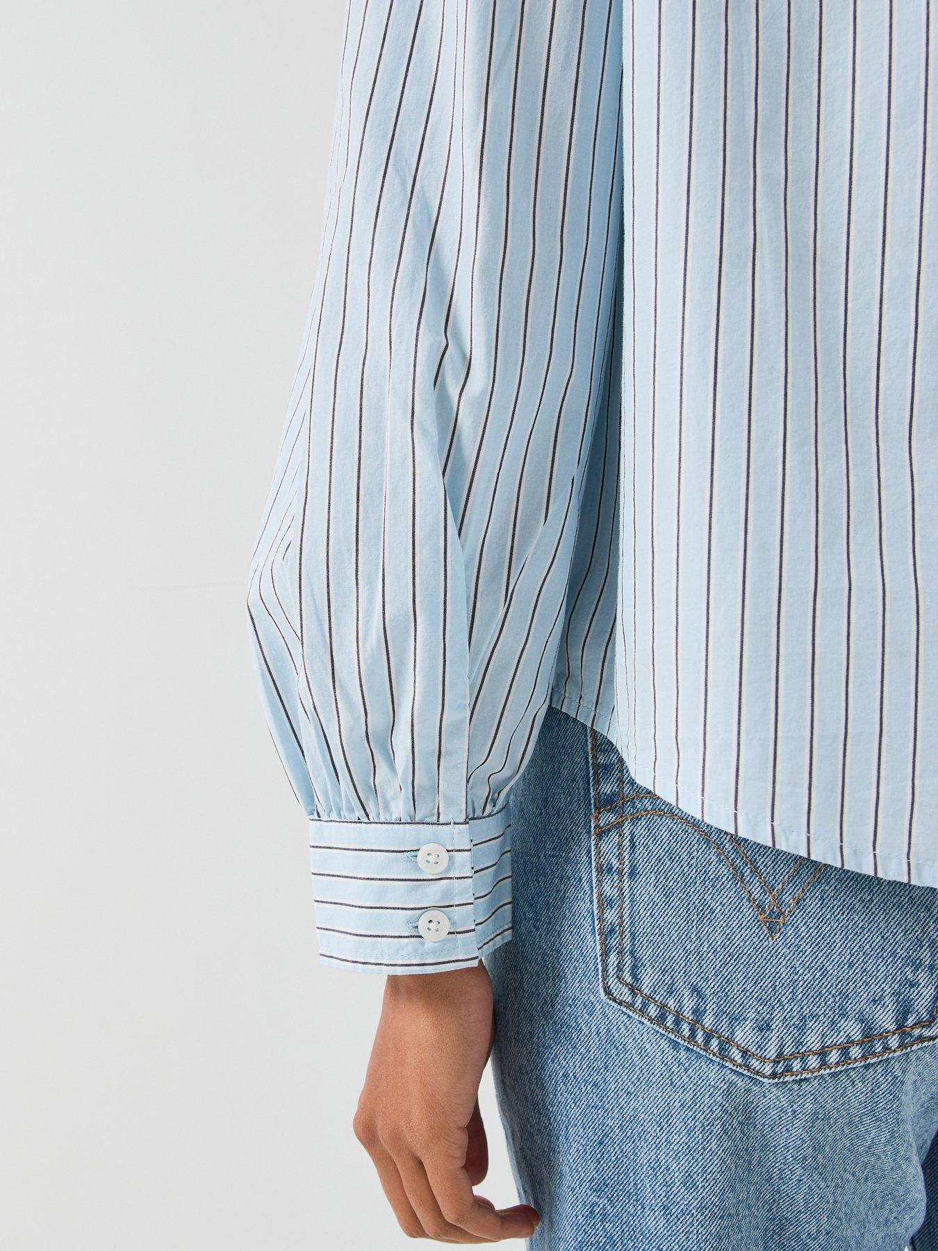 Image 6 of 6 of Levi's Womens Tie Neck Striped Western Shirt - Blue