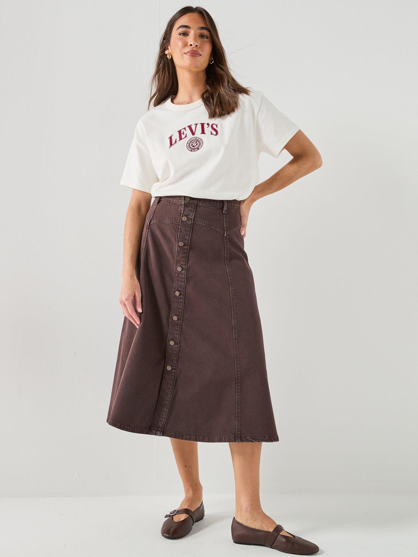 Image 3 of 6 of Levi's Yoked Western Denim Skirt - Washed Java Gd