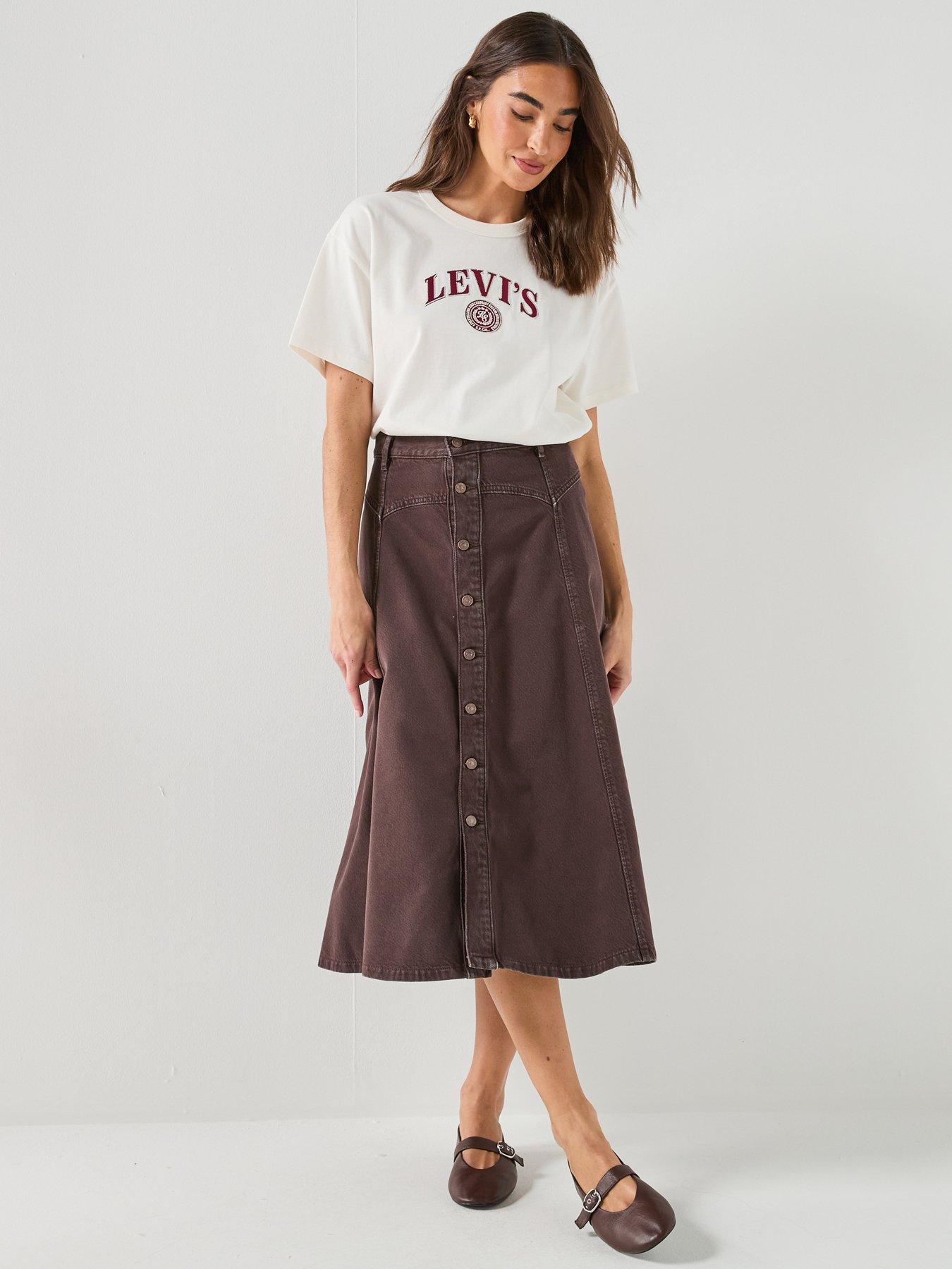 Image 5 of 6 of Levi's Yoked Western Denim Skirt - Washed Java Gd