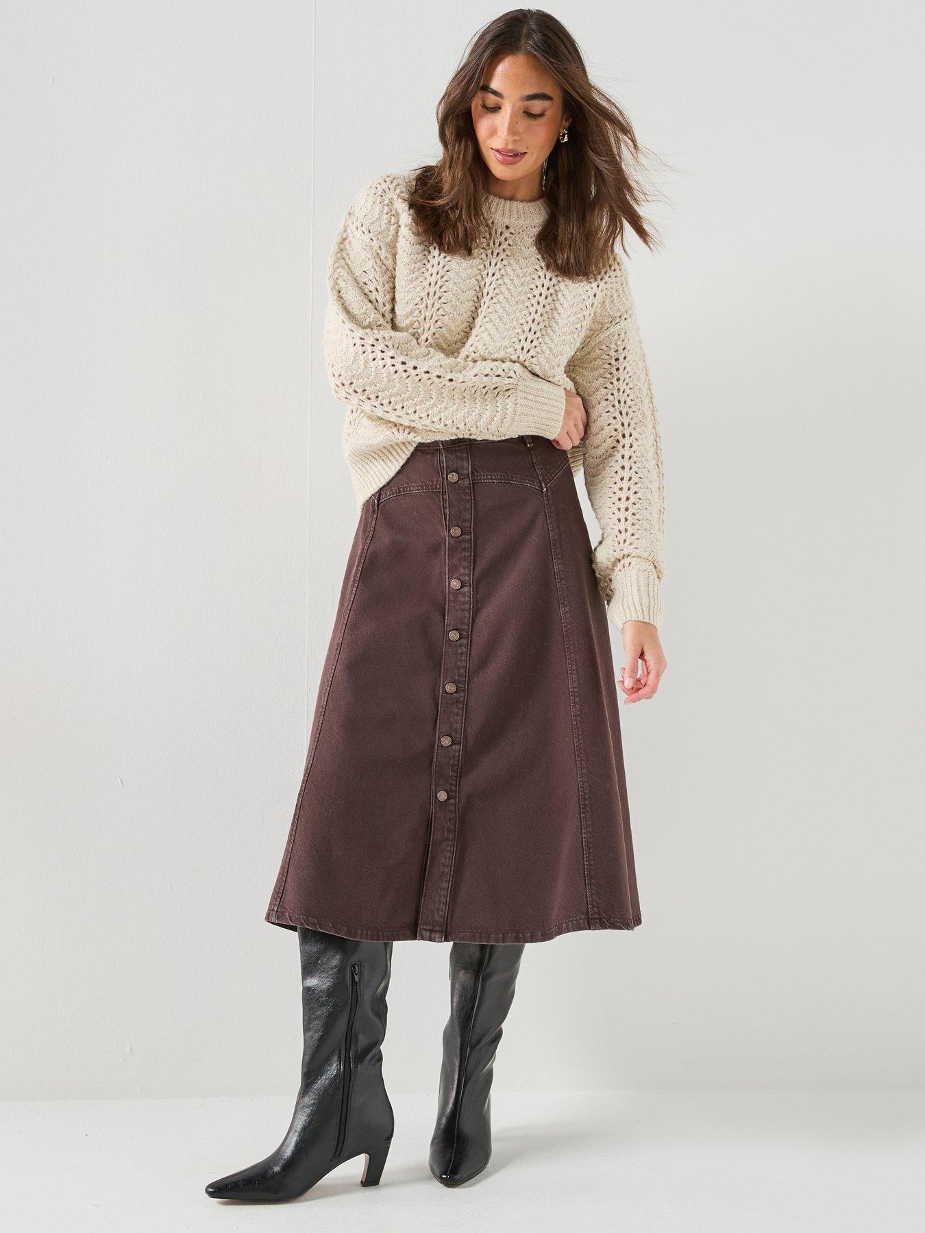 Image 6 of 6 of Levi's Yoked Western Denim Skirt - Washed Java Gd