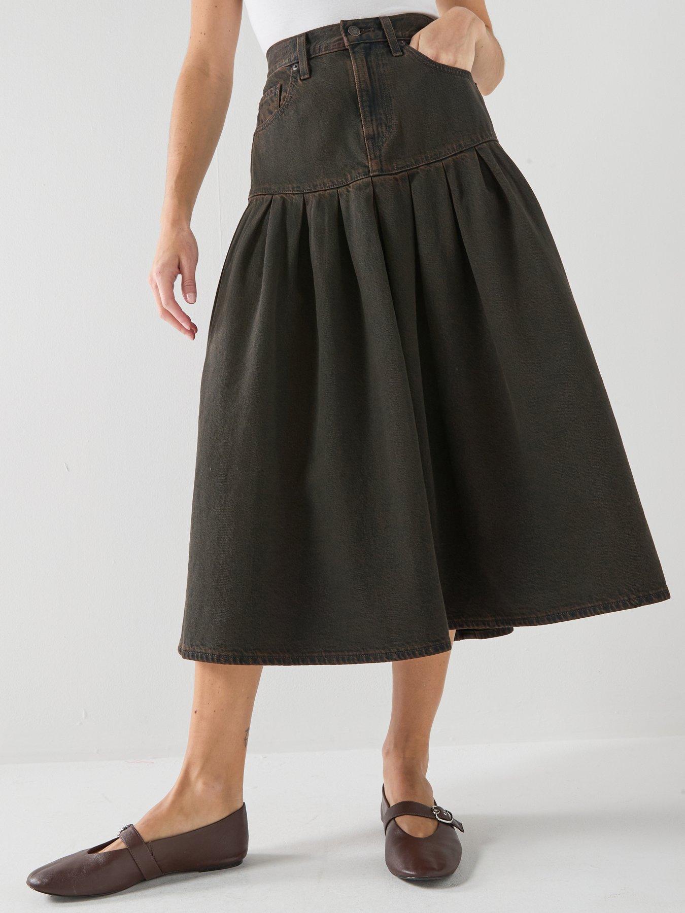 Levi's Yoked Pleated Skirt - Brown