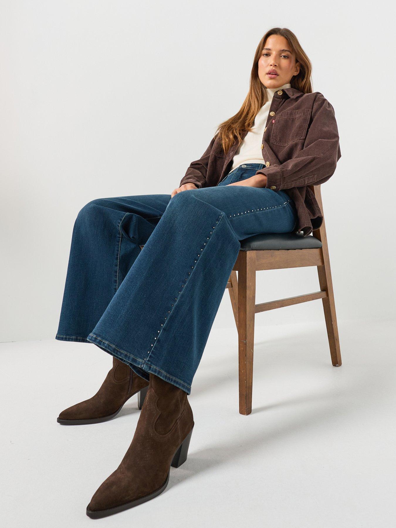 Image 6 of 6 of Levi's 318 Shaping Wide Leg Jeans - Holly Glitz