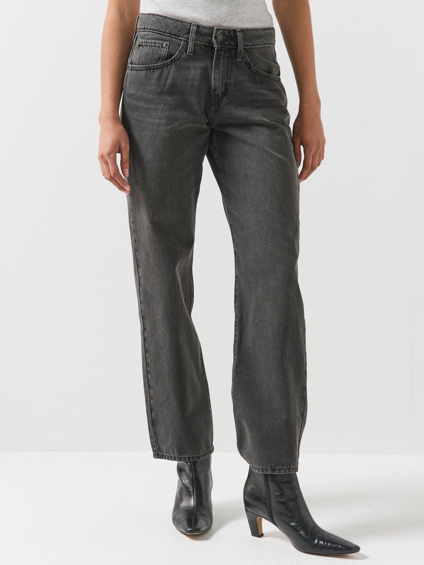 Image 1 of 6 of Levi's Womens Superlow Washed Finish Straight Jeans - Black