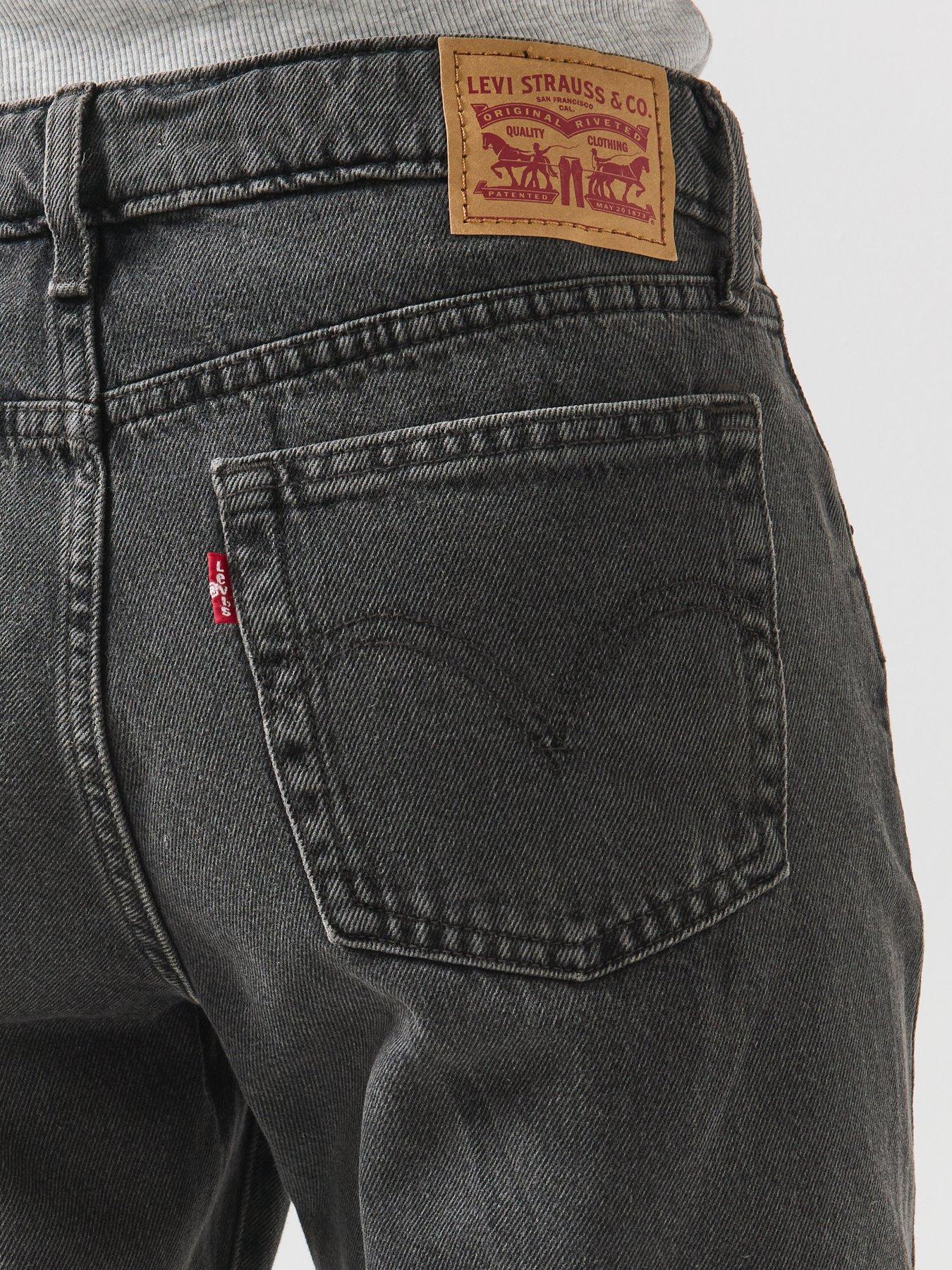 Image 4 of 6 of Levi's Womens Superlow Washed Finish Straight Jeans - Black