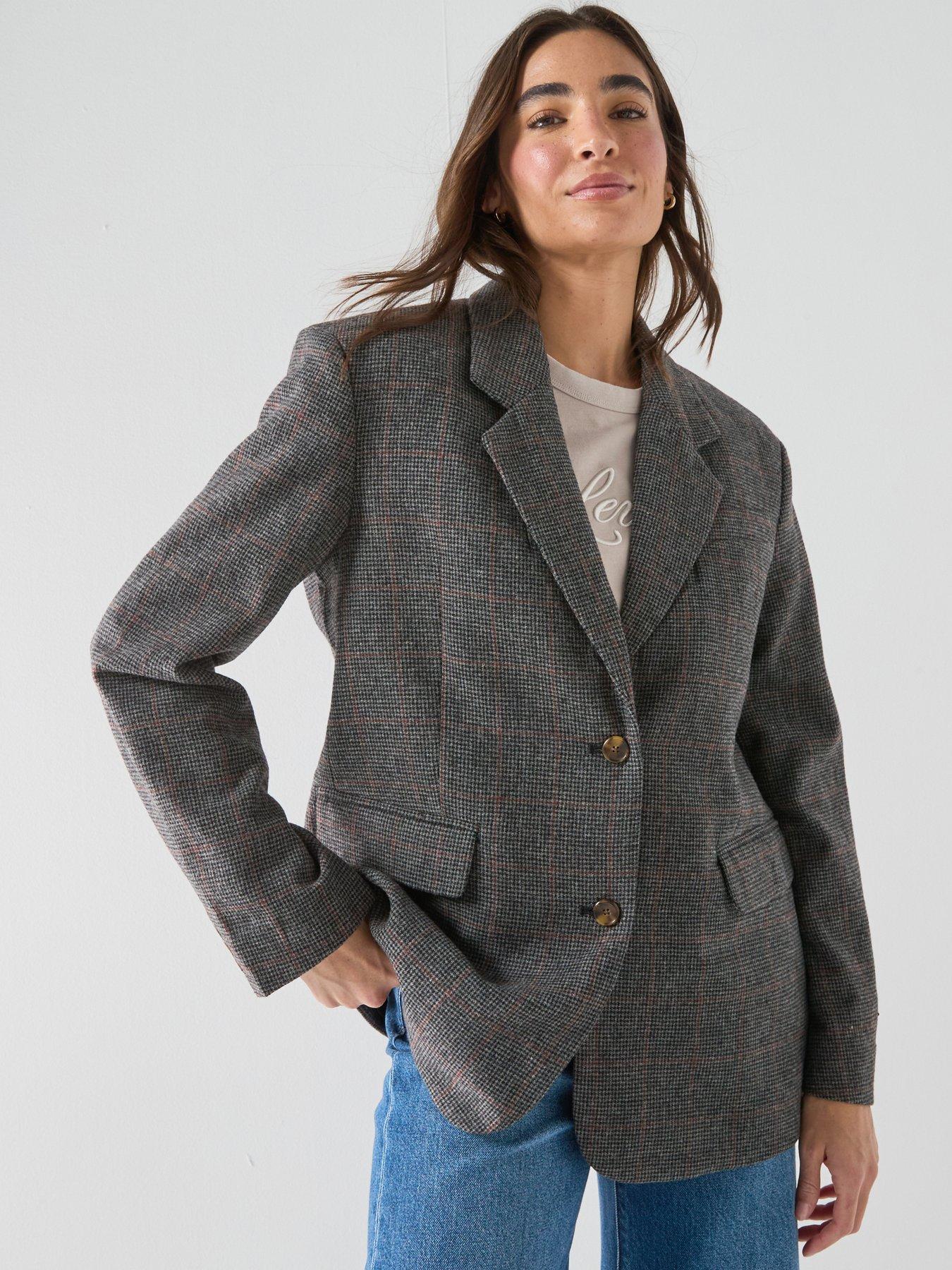 Levi's Luna Relaxed Fit Plaid Blazer - Grey