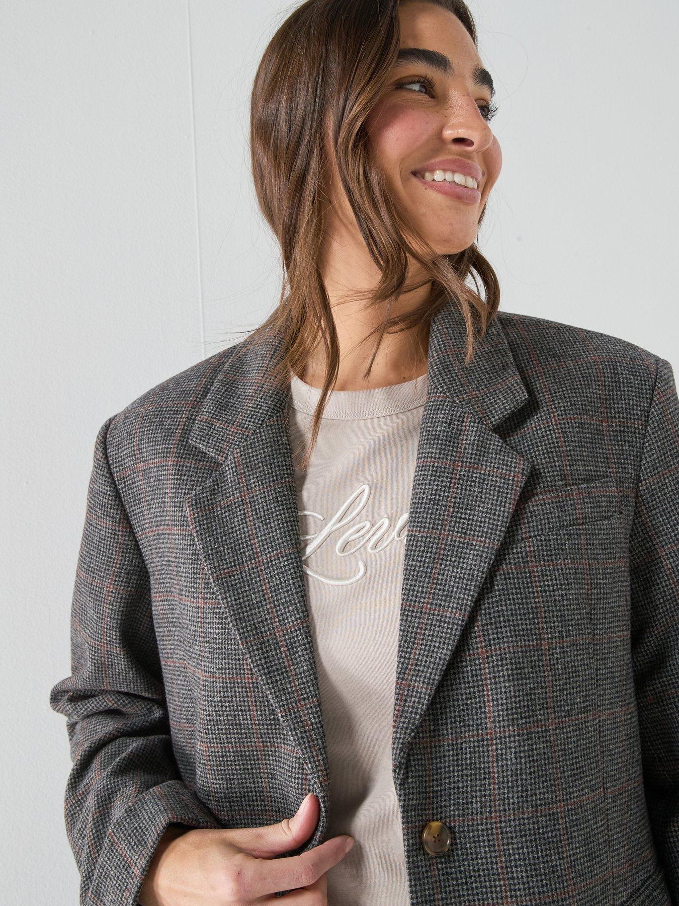 Image 4 of 6 of Levi's Luna Relaxed Fit Checked Blazer - Grey
