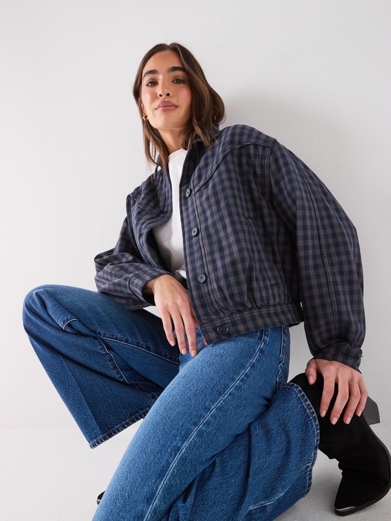 Image 4 of 6 of Levi's Dani Western Checked Harrington Jacket - Blue