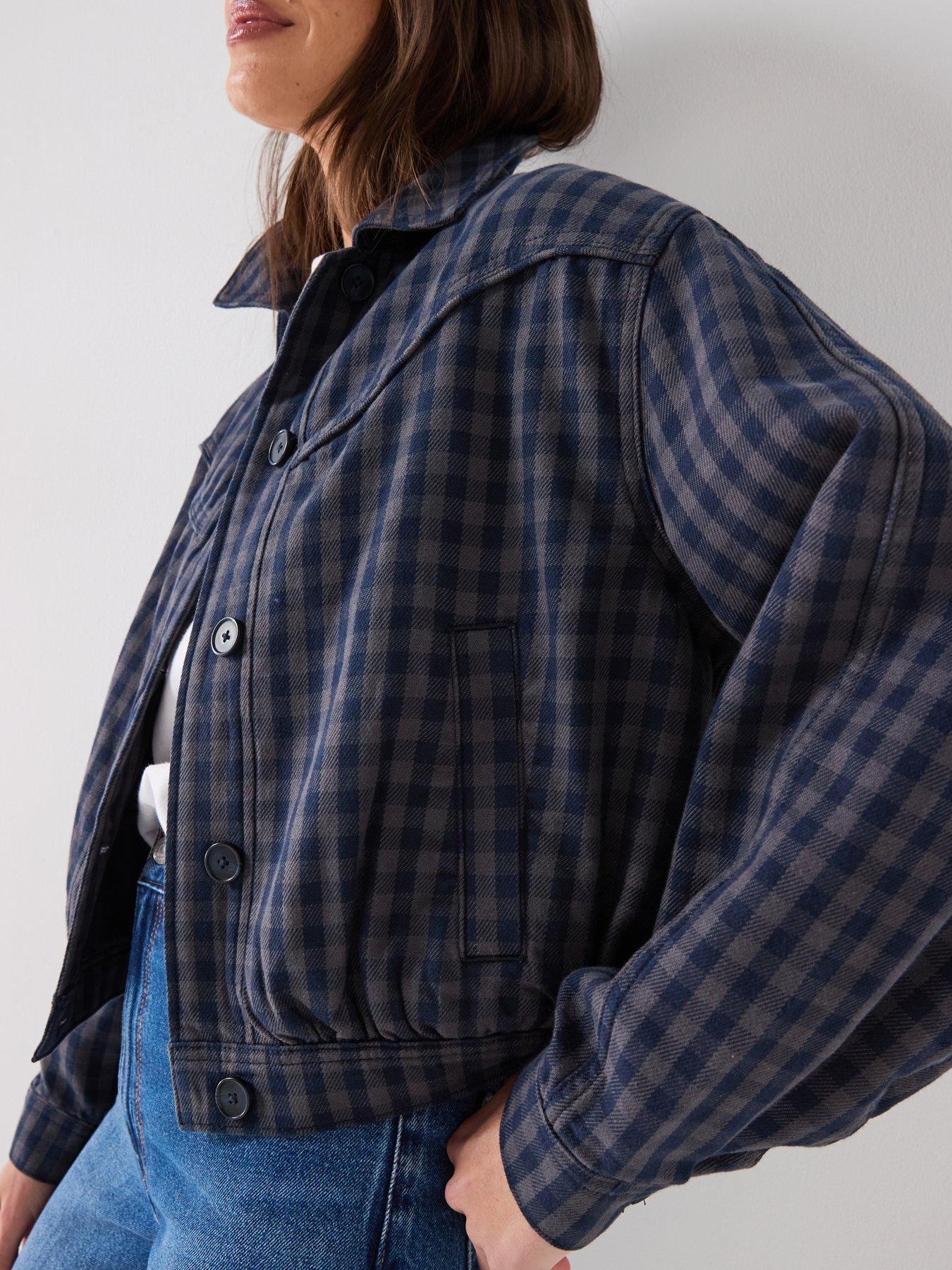 Image 5 of 6 of Levi's Dani Western Checked Harrington Jacket - Blue