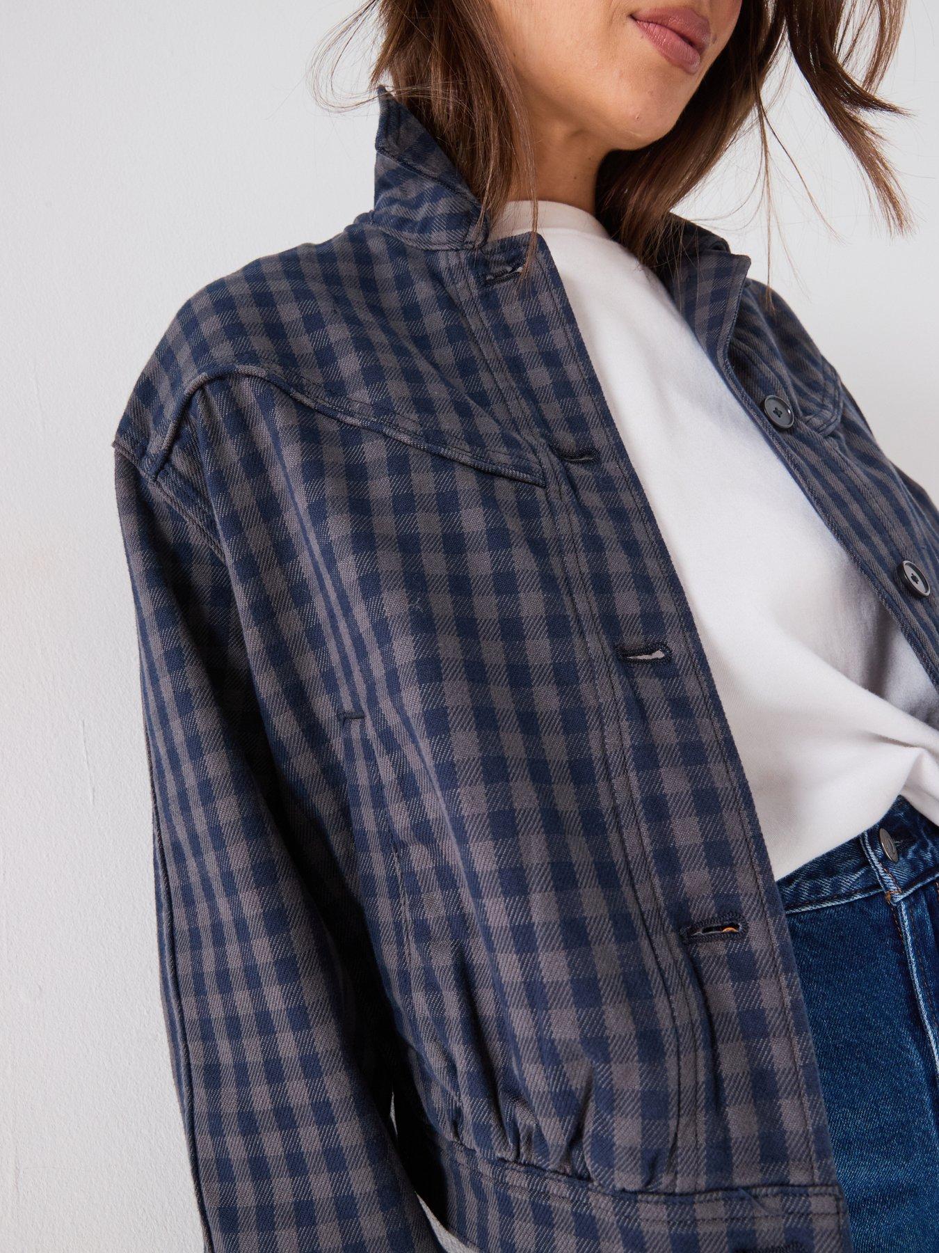 Image 6 of 6 of Levi's Dani Western Checked Harrington Jacket - Blue