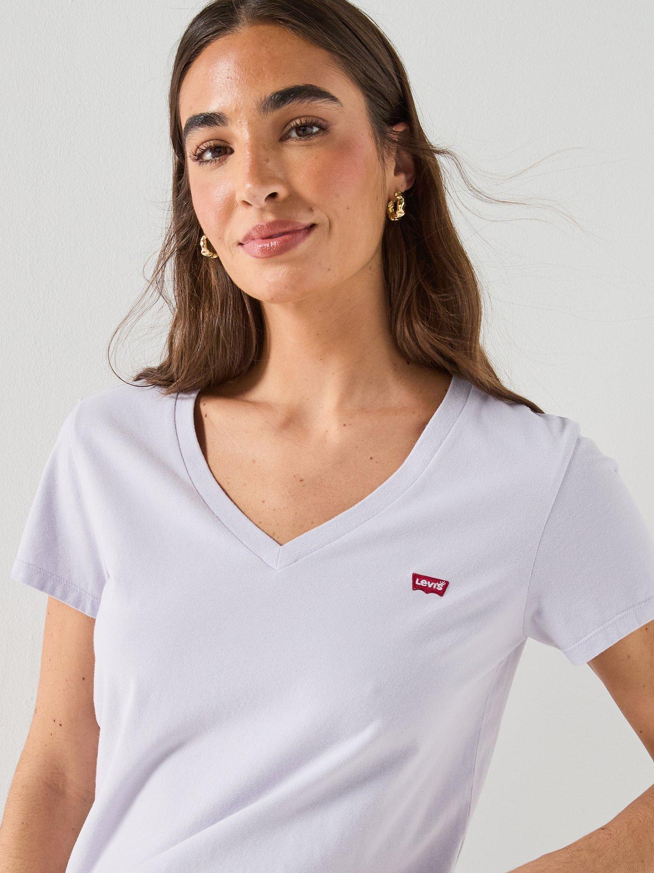 Image 1 of 4 of Levi's Perfect V Neck T-Shirt - Lavender Blue