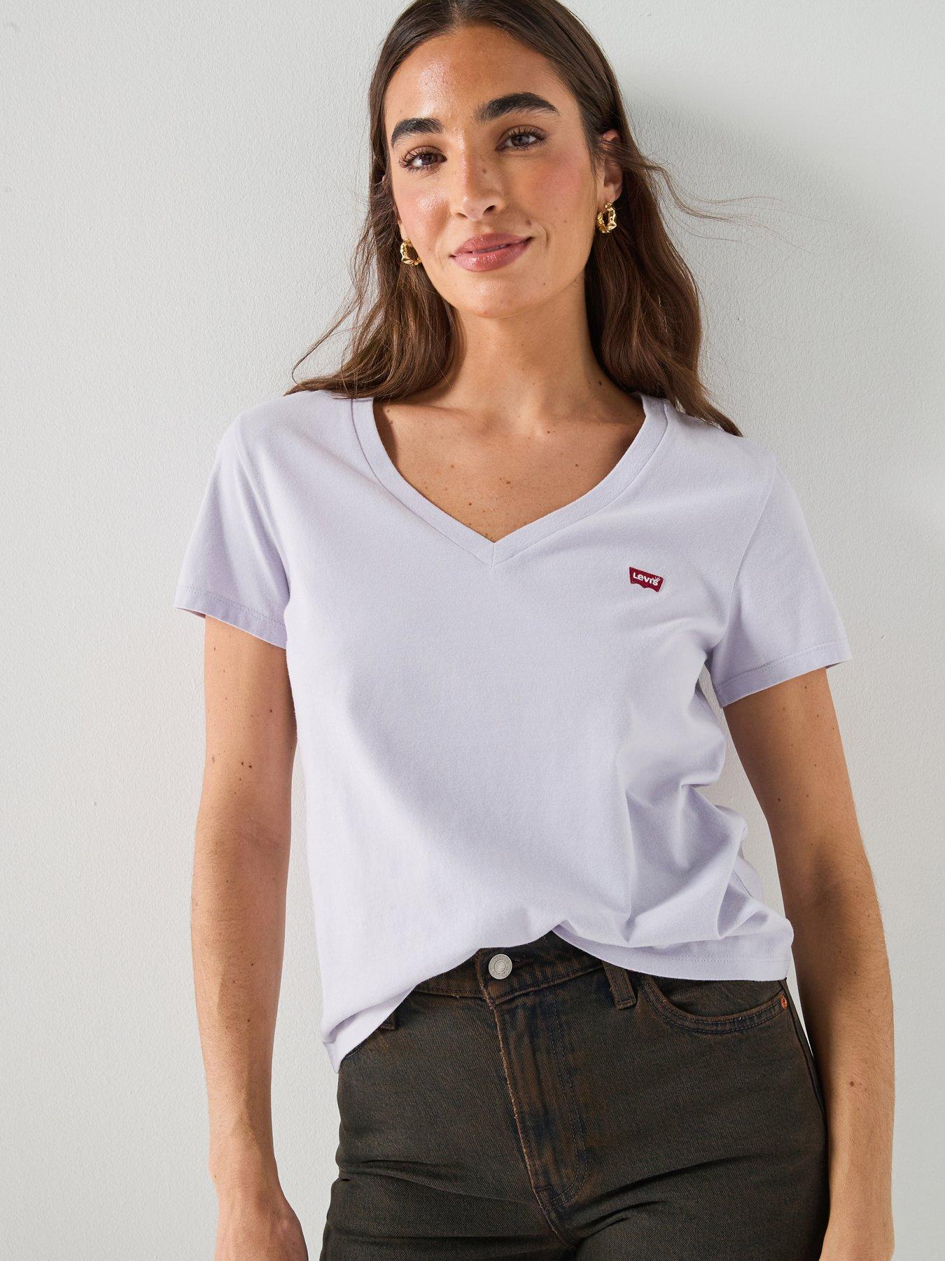Image 4 of 4 of Levi's Perfect V Neck T-Shirt - Lavender Blue