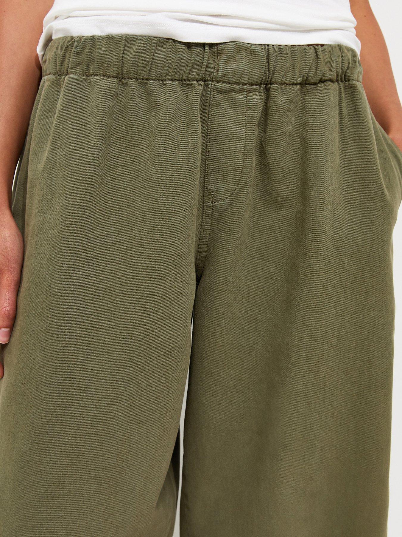 Image 3 of 3 of New Look Barrel Leg Adjustable Taper Trousers - Green