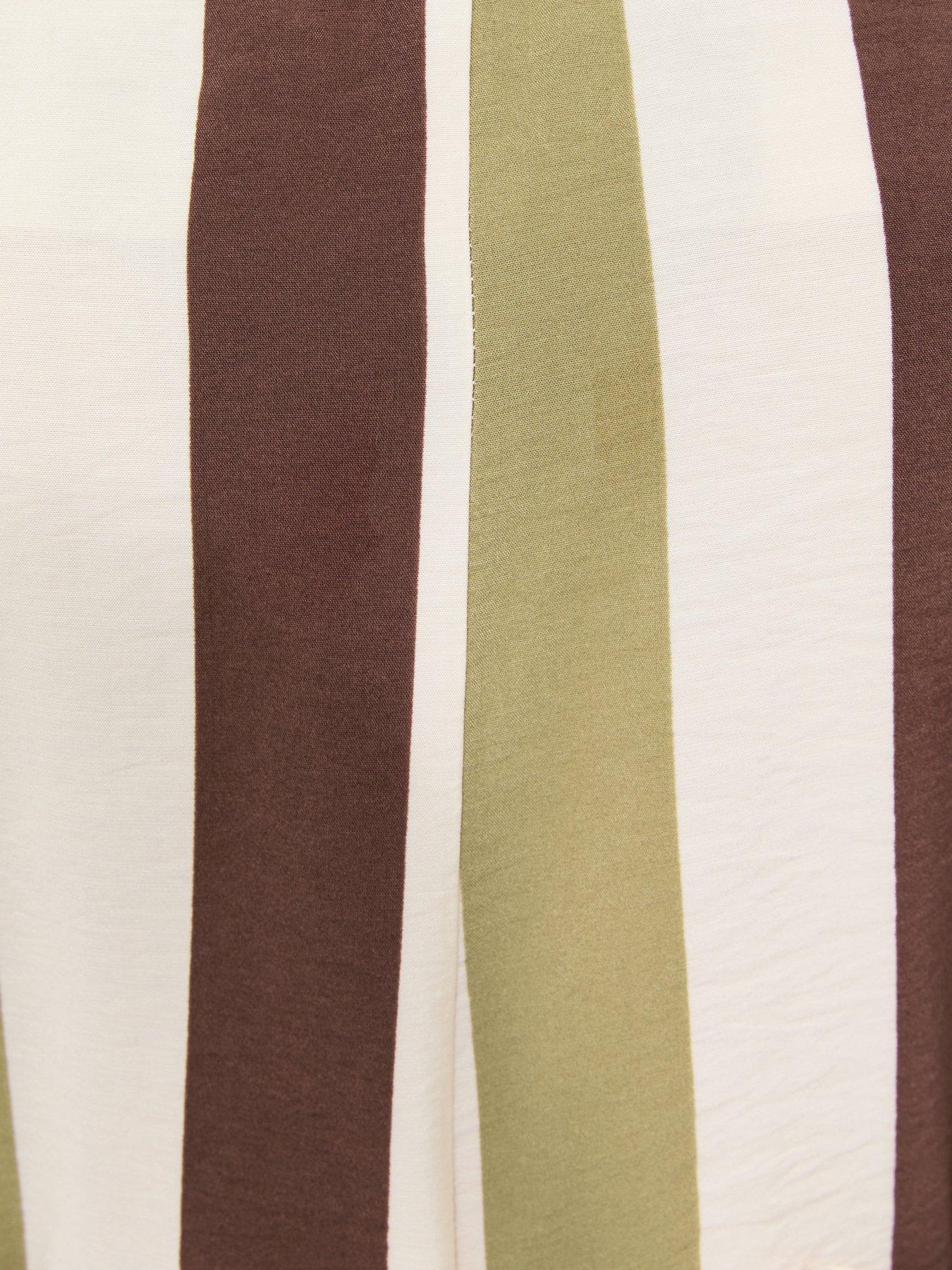 Image 6 of 6 of New Look Striped Bandeau Wide Leg Jumpsuit - Cream