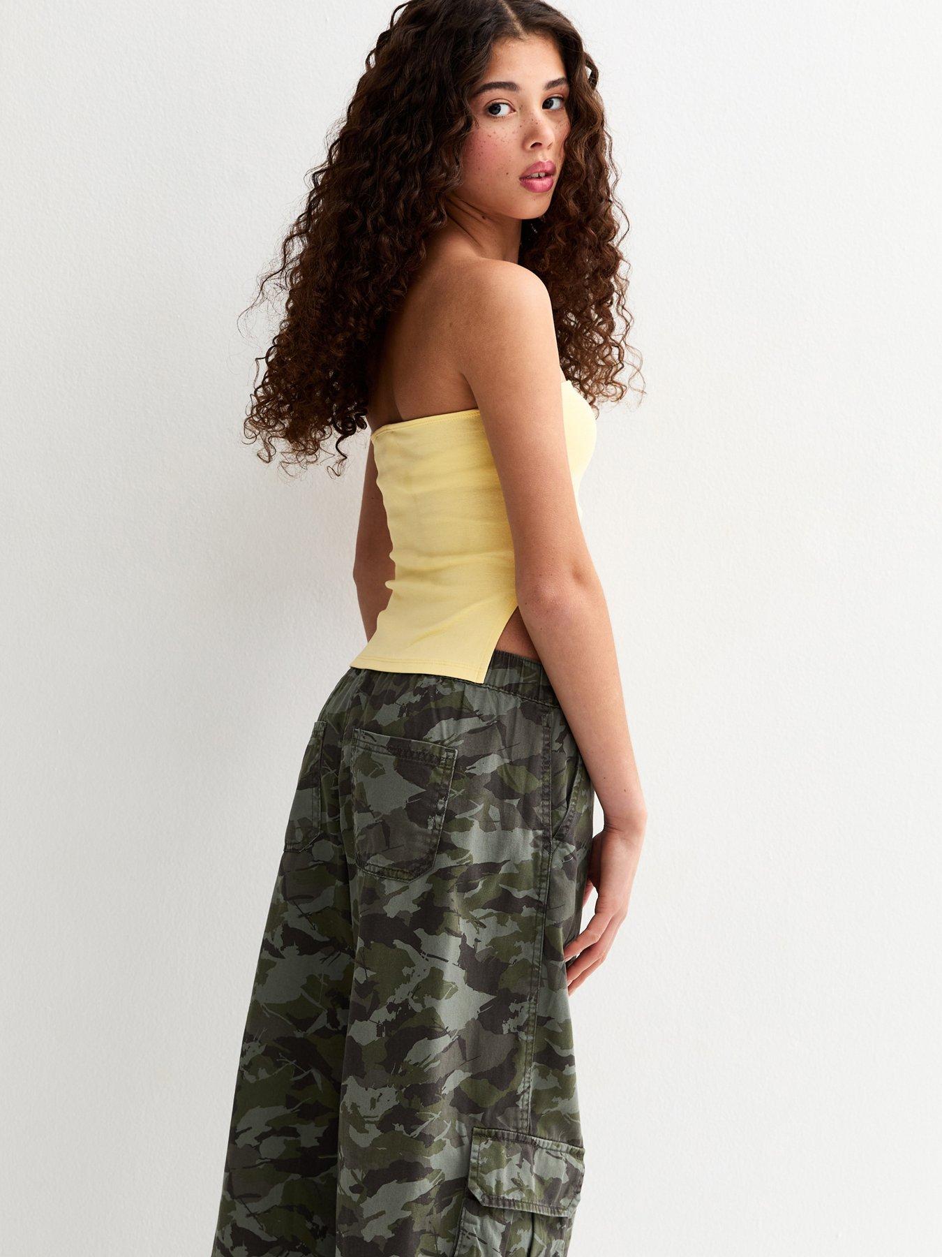Image 2 of 5 of New Look 915 Girls Ruched Side Bandeau Top - Light Yellow