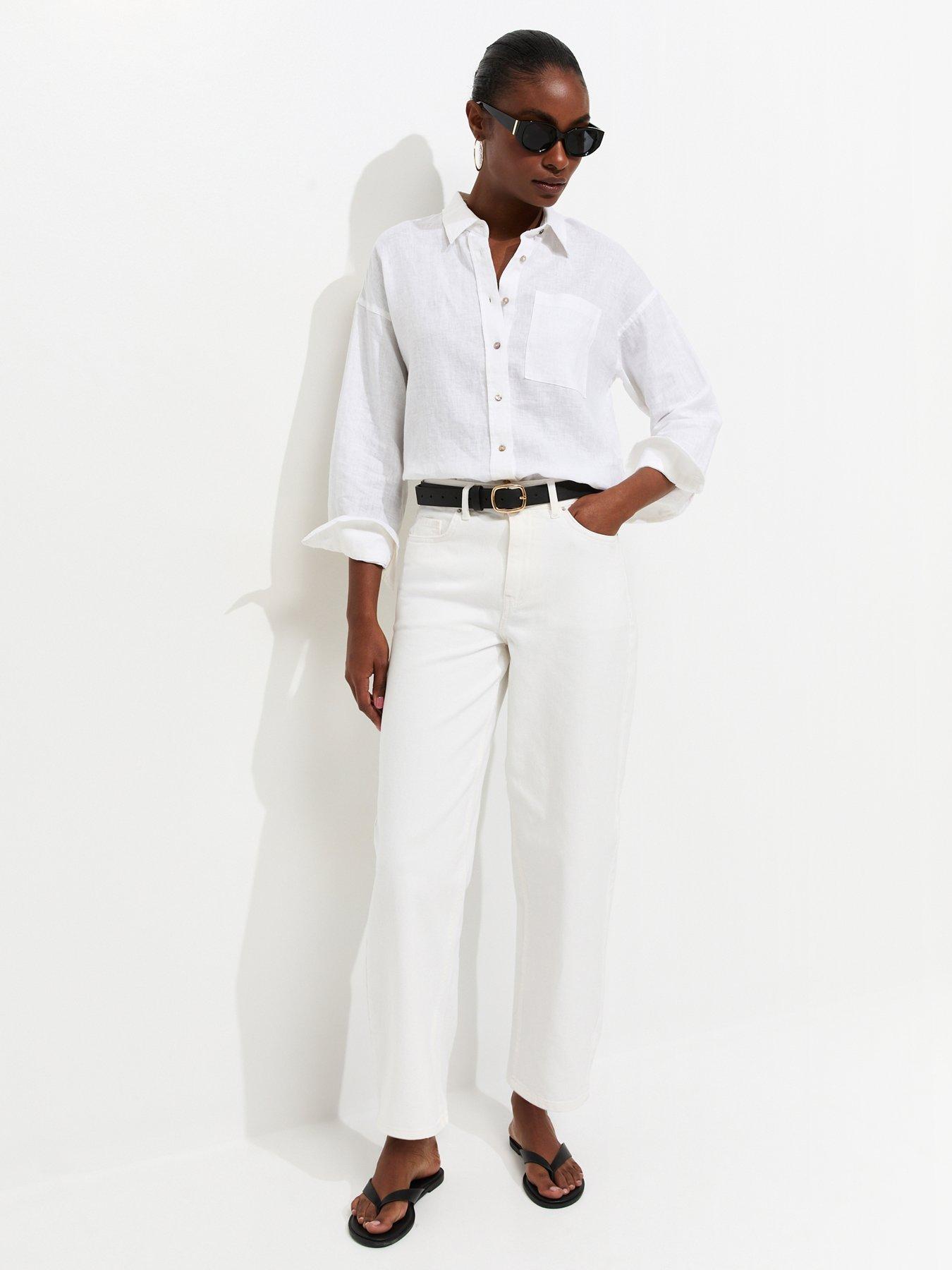 New Look Denim Cropped Tapered Ankle Grazer Barrel Leg Jeans - Off-White
