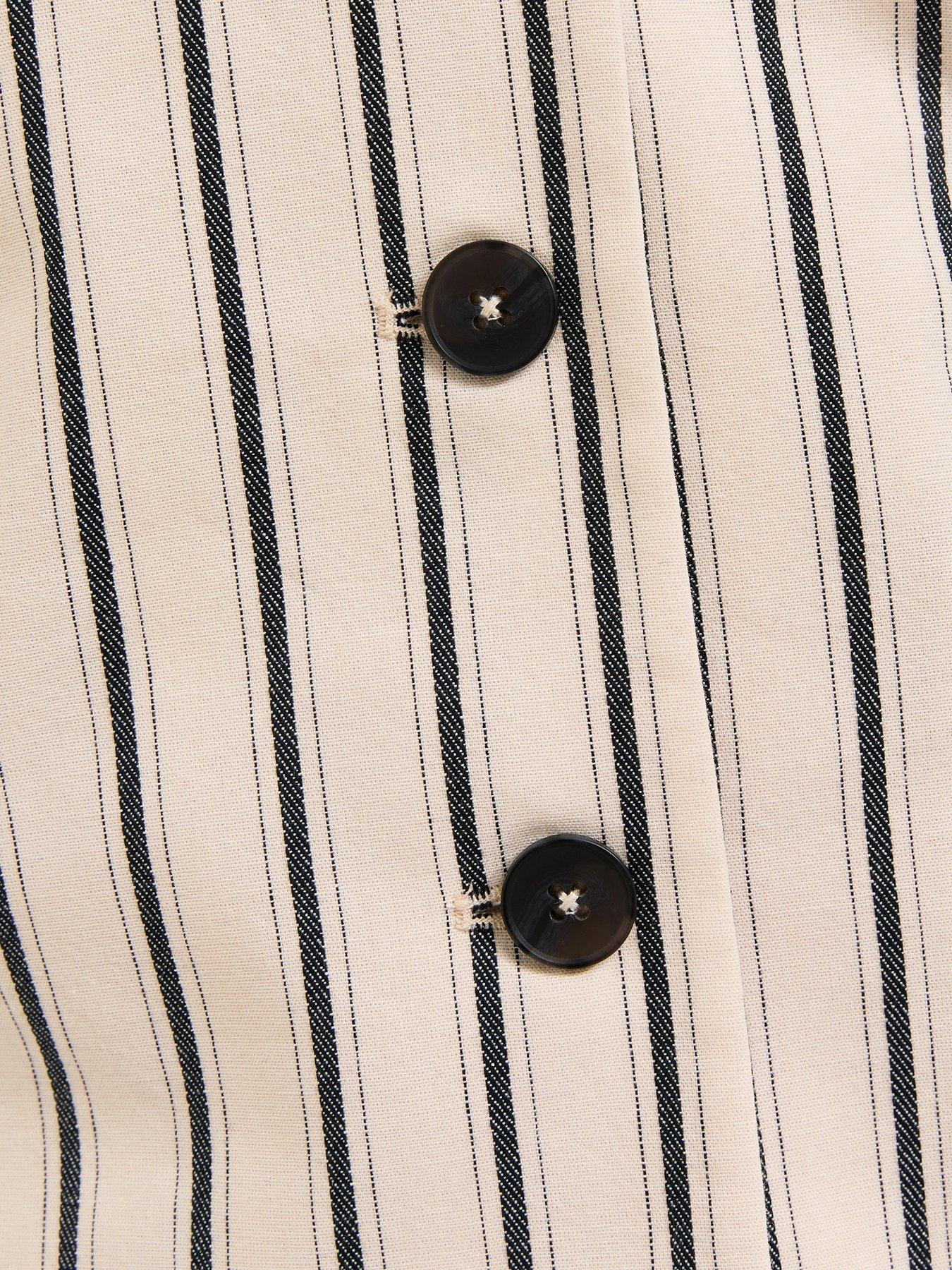 Image 3 of 4 of New Look Cotton Stripe Halterneck Waistcoat - Cream