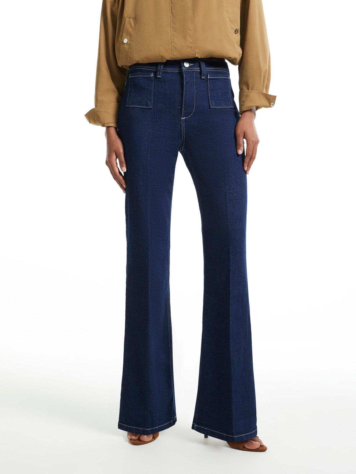 Image 1 of 4 of River Island High Waisted Relaxed Flare Jeans - Blue