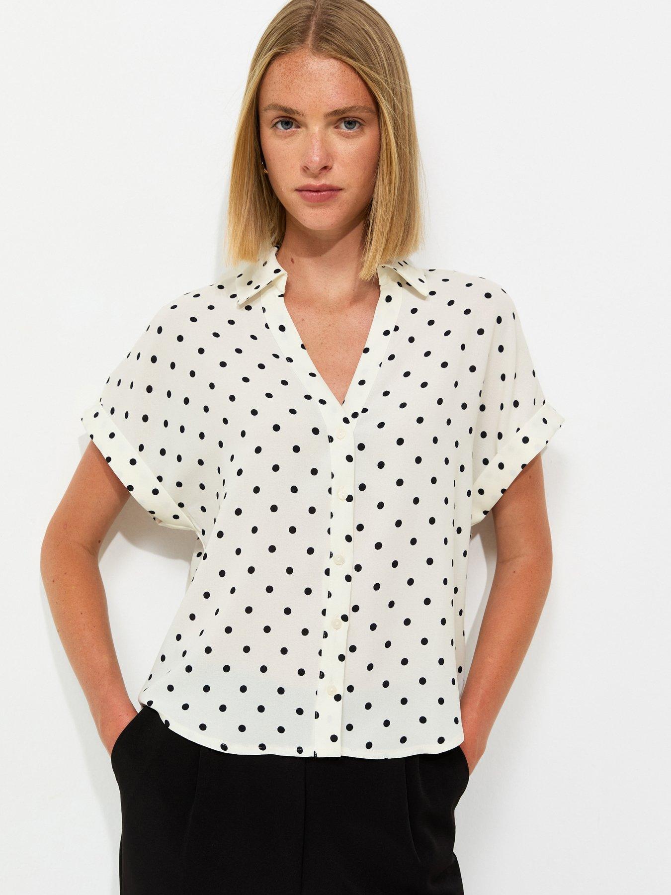 New Look Polka Dot Short Sleeve Shirt - White
