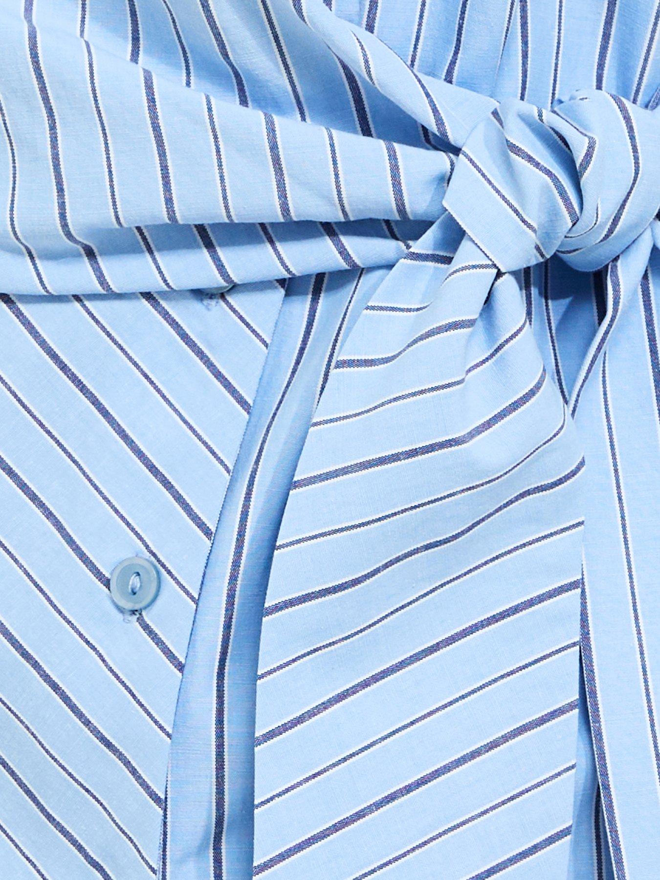 Image 5 of 5 of New Look Striped Tie Front Short Sleeve Shirt - Blue