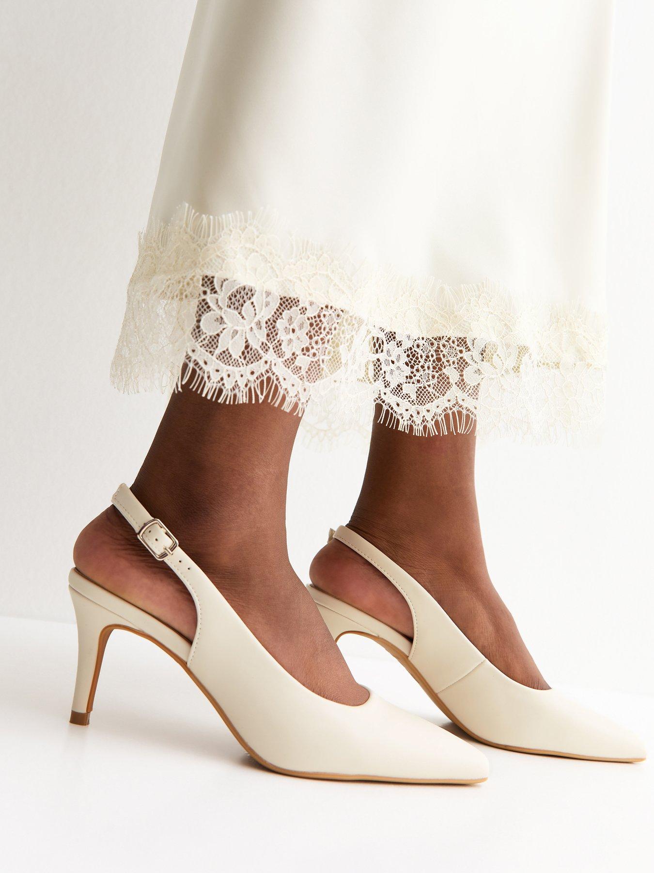New Look Off Faux Leather Slingback Stiletto Court Shoes - White