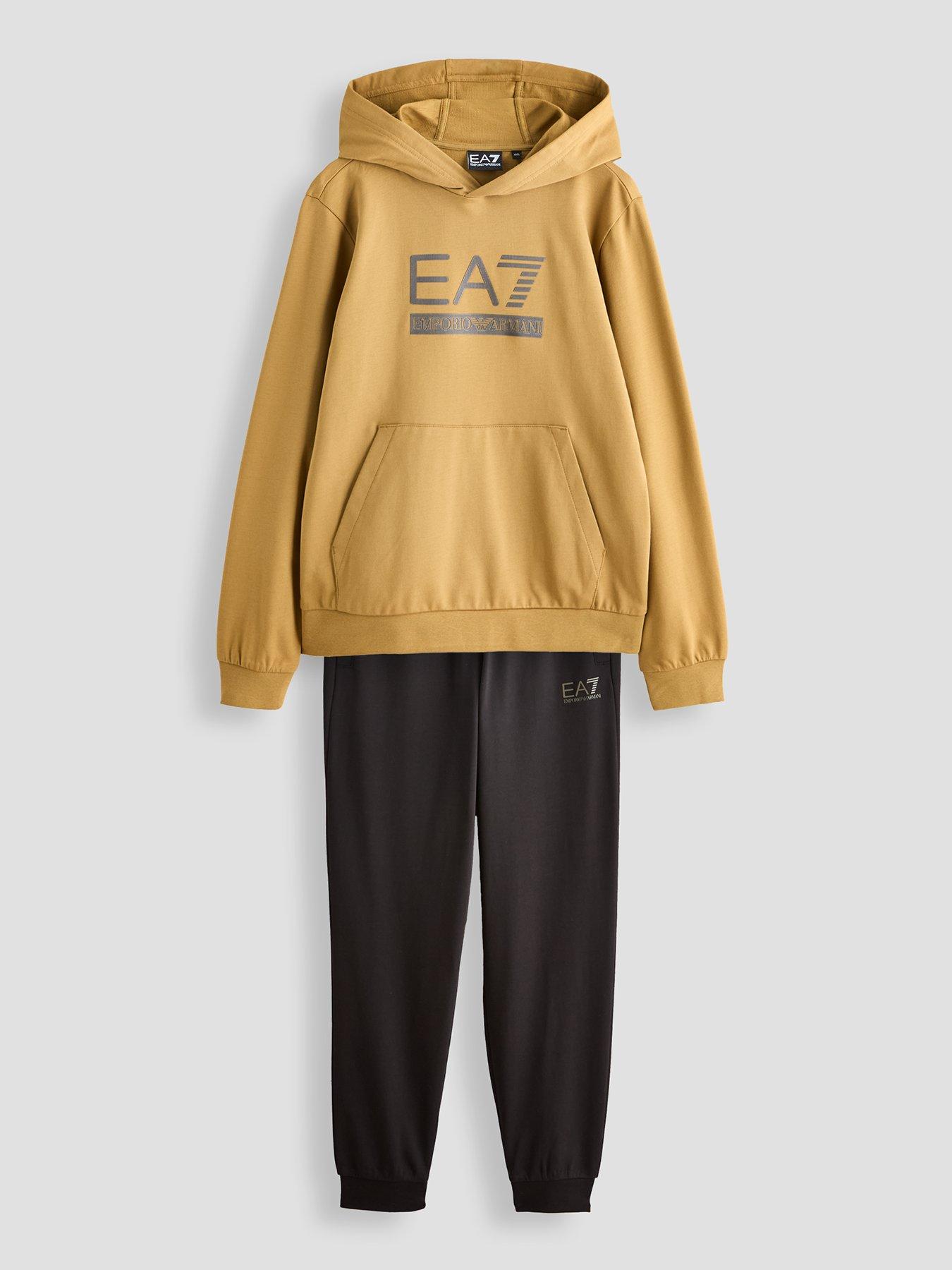 Image 1 of 4 of EA7 Emporio Armani Boys Train Visibility Hooded Tracksuit - Black