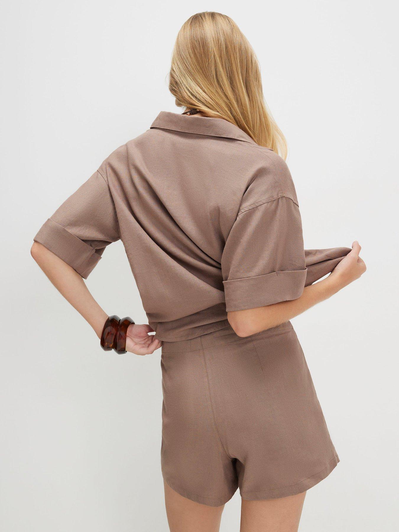 Image 2 of 6 of River Island Linen Skort - Beige